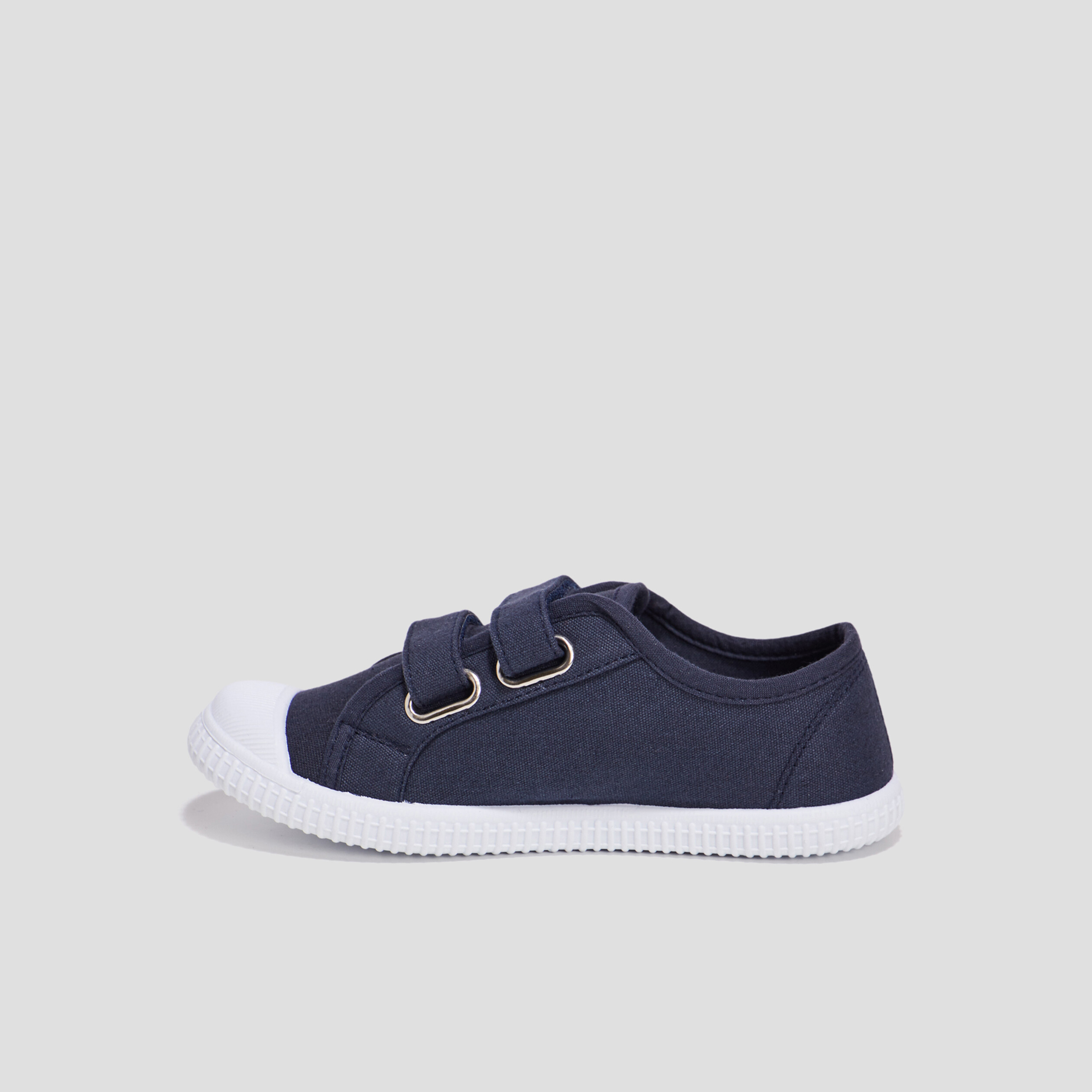 Tennis en toile bout renforc&eacute; &agrave; scratchs bleu marine gar&ccedil;on