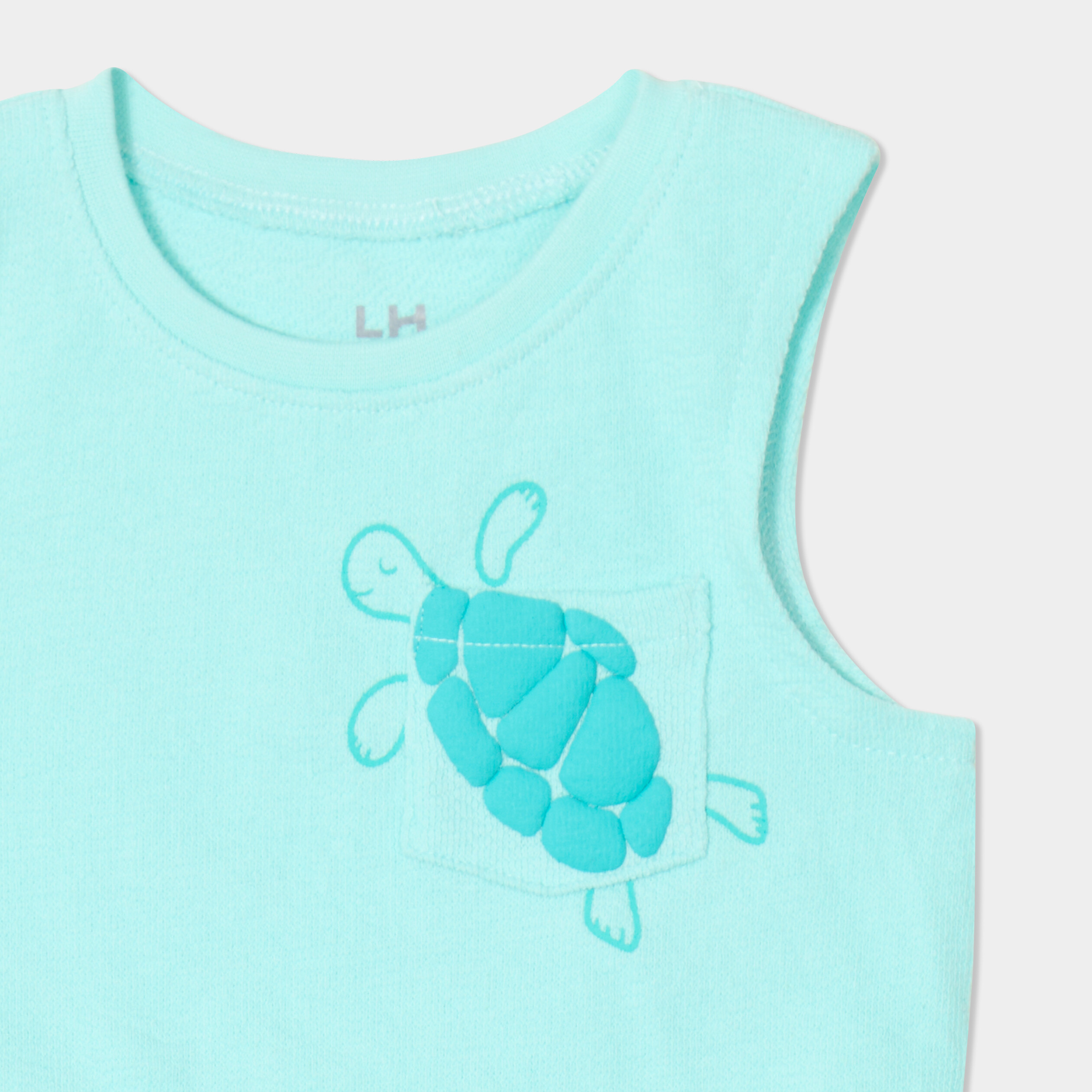 ensemble 2 pieces debardeur short coton bleu turquoise bebeg Ensemble 2 pièces débardeur short coton bleu turquoise bébé garçon
