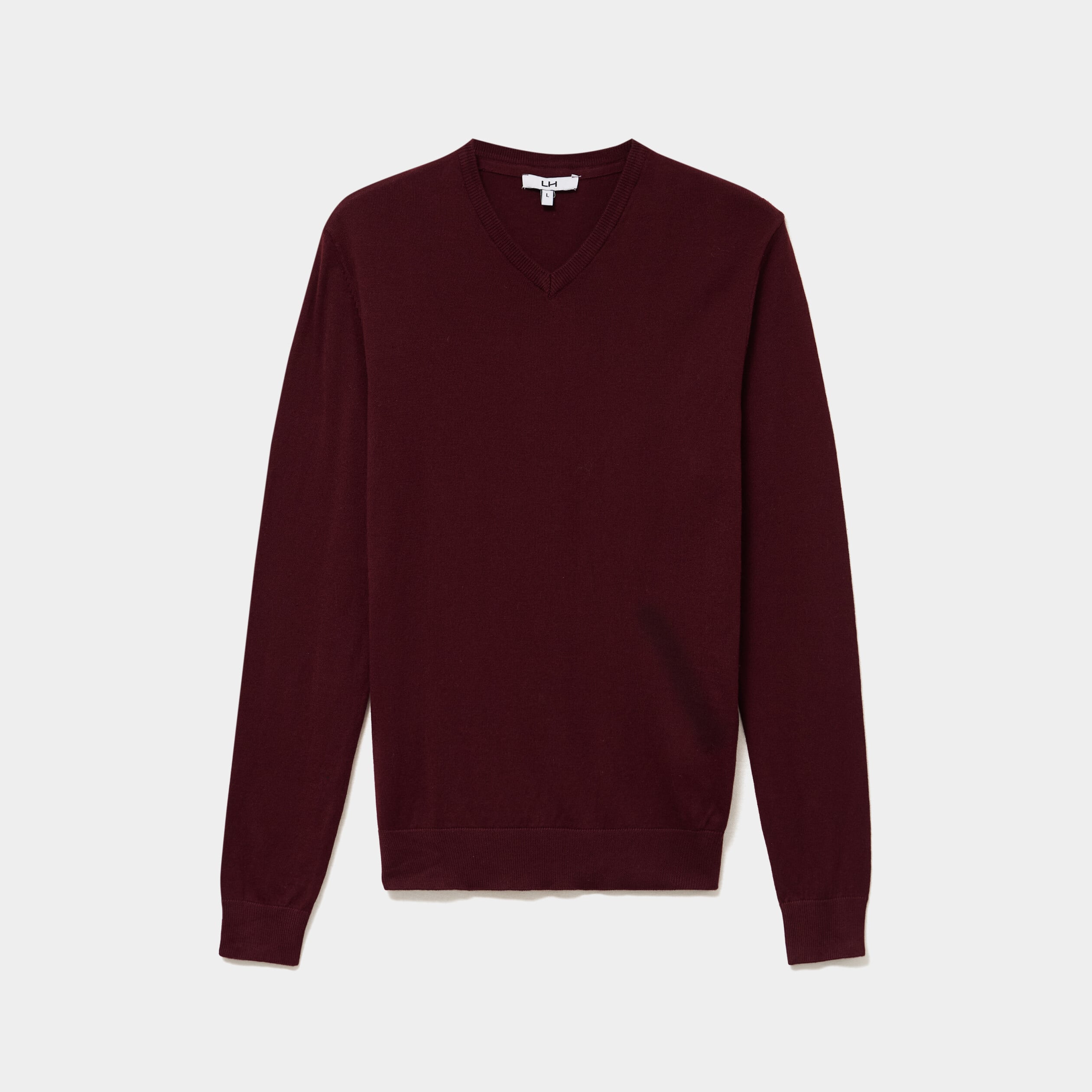 Pull jersey avec col en V violet fonc&eacute; homme