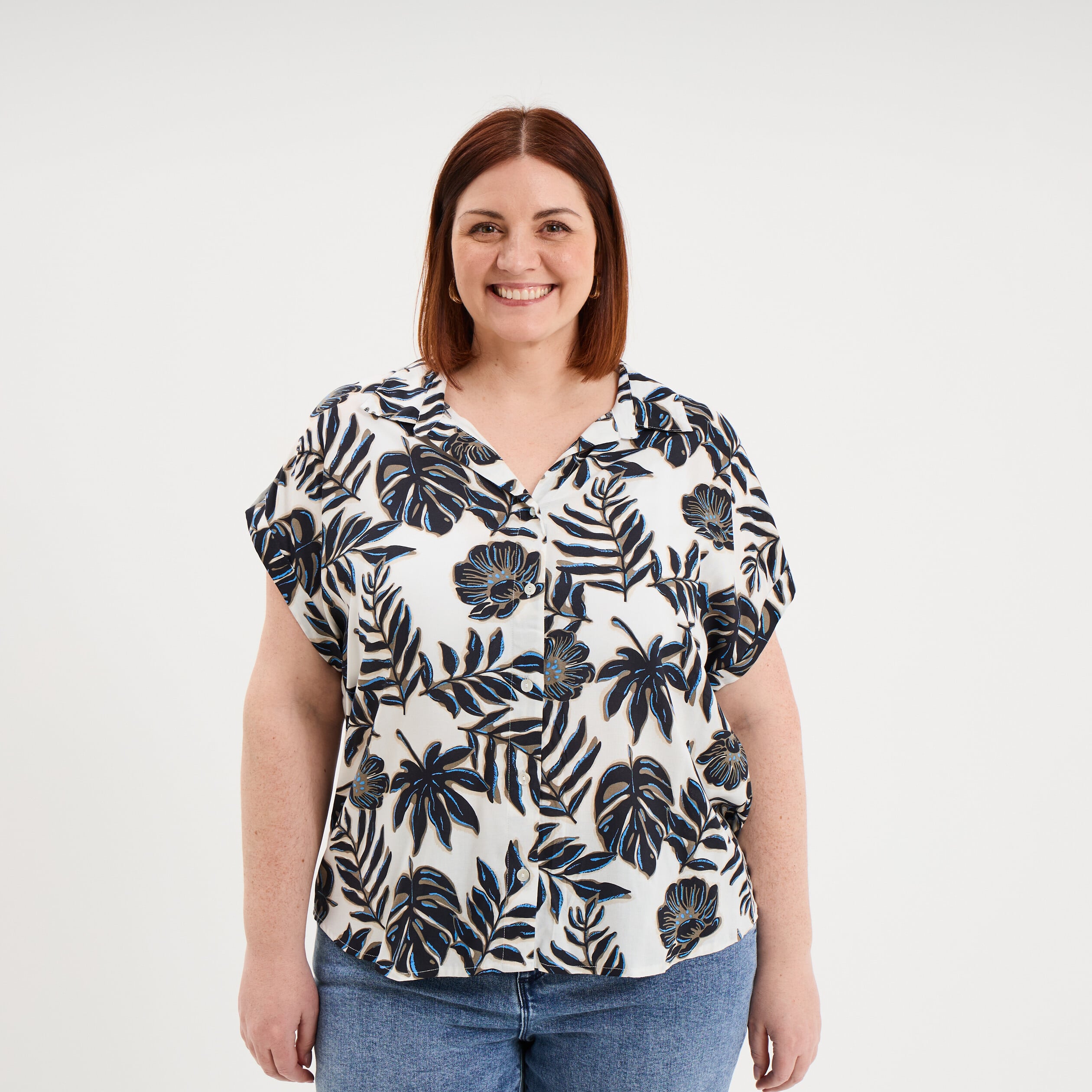 Chemise manches courtes ecru femme grande taille
