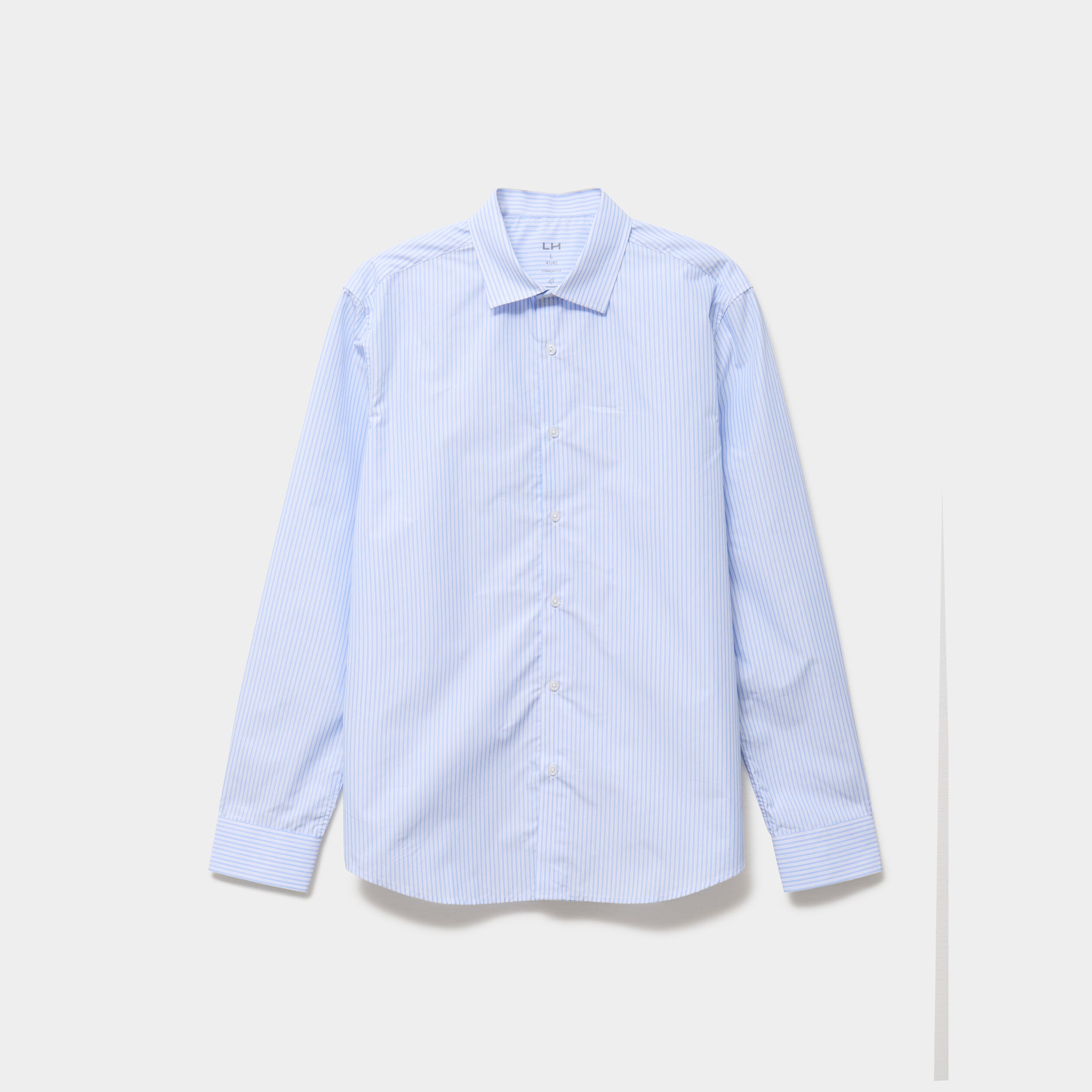 Chemise col italien manches longues bleu ciel homme