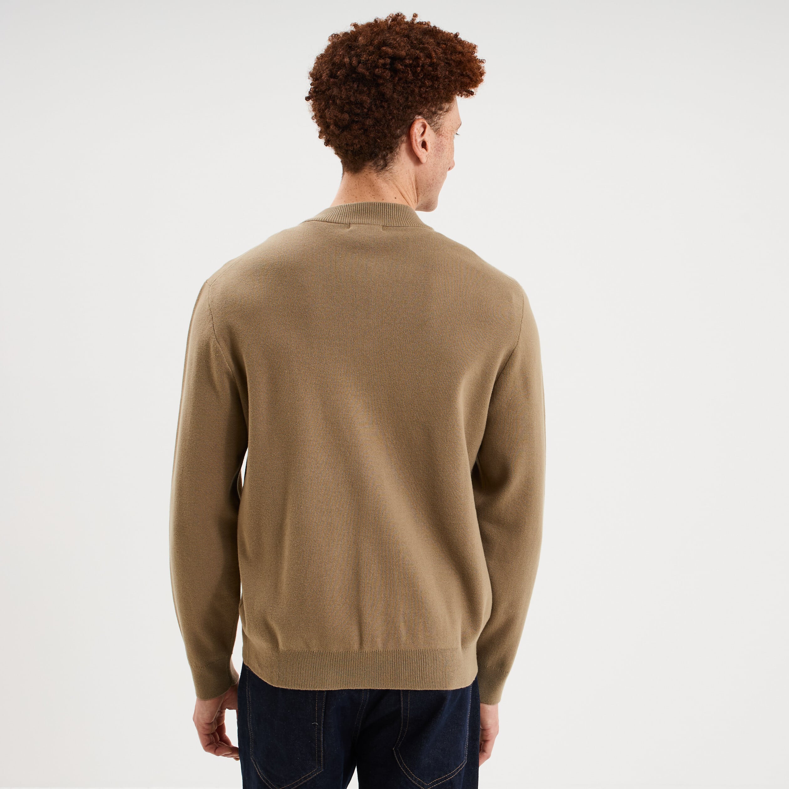 Gilet zipp&eacute; col teddy taupe homme