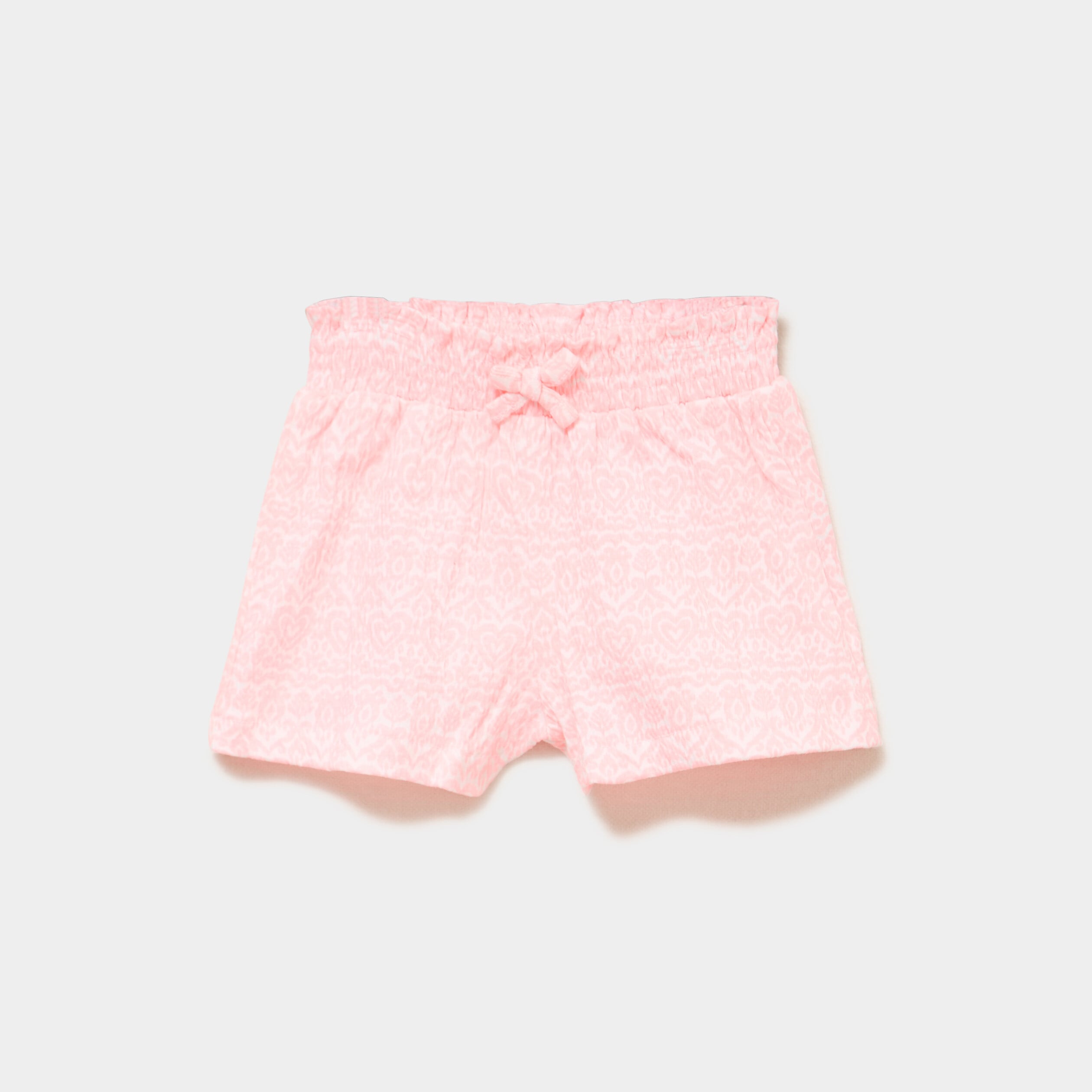 Short fluide taille smock&eacute;e rose fluo b&eacute;b&eacute; fille