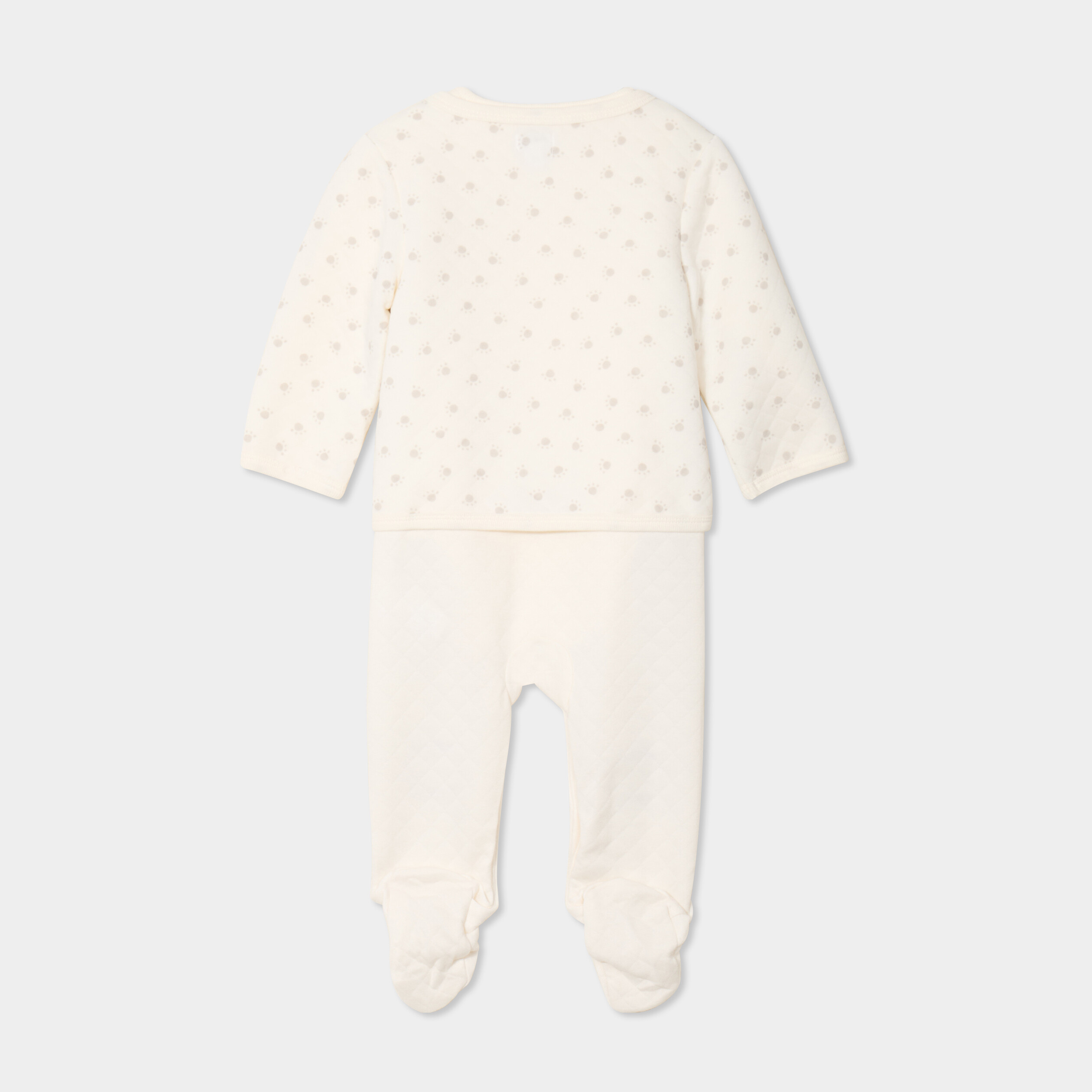 Ensemble 3 pi&egrave;ces dors-bien body gilet creme b&eacute;b&eacute;