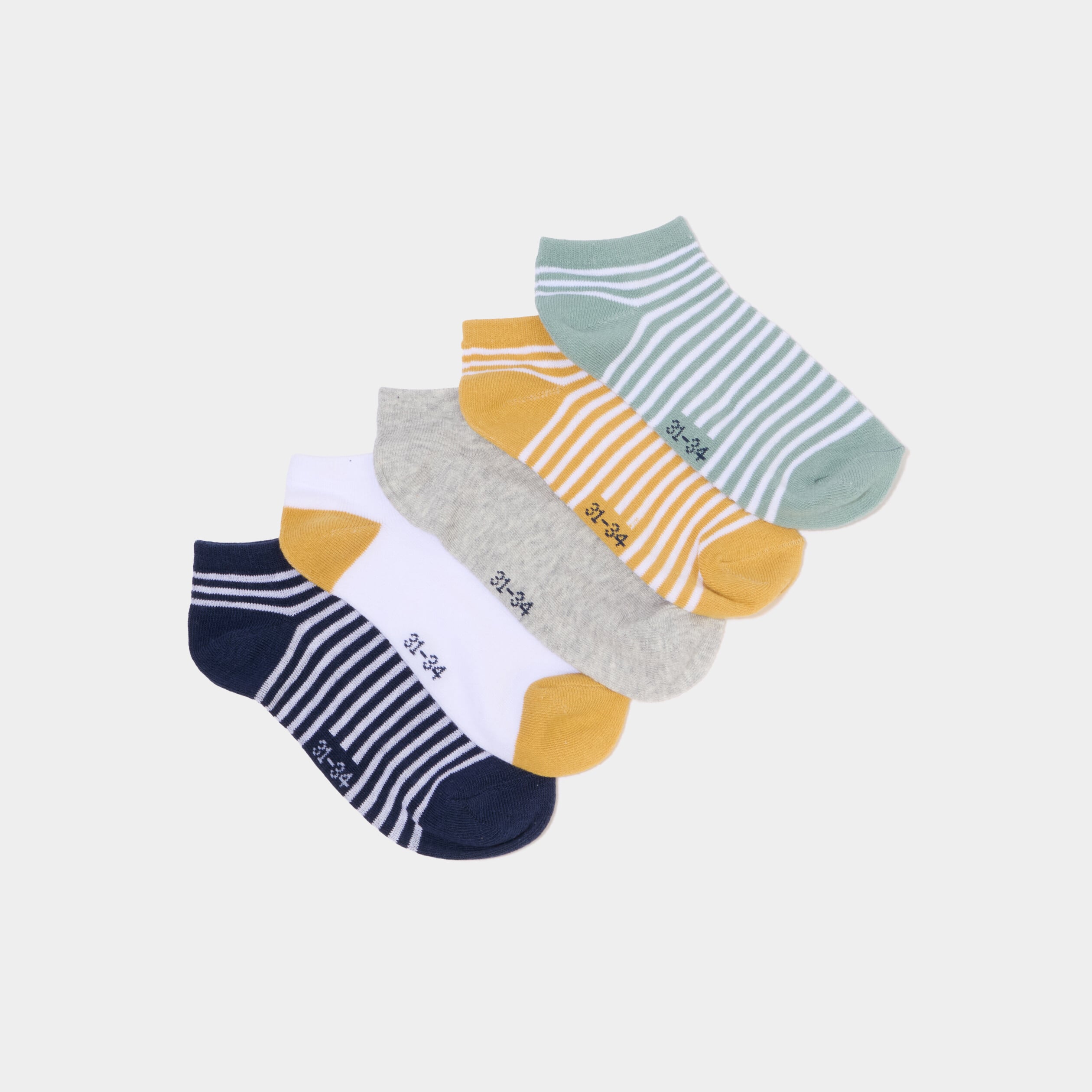 Lot 5 paires chaussettes invisibles multicolore gar&ccedil;on