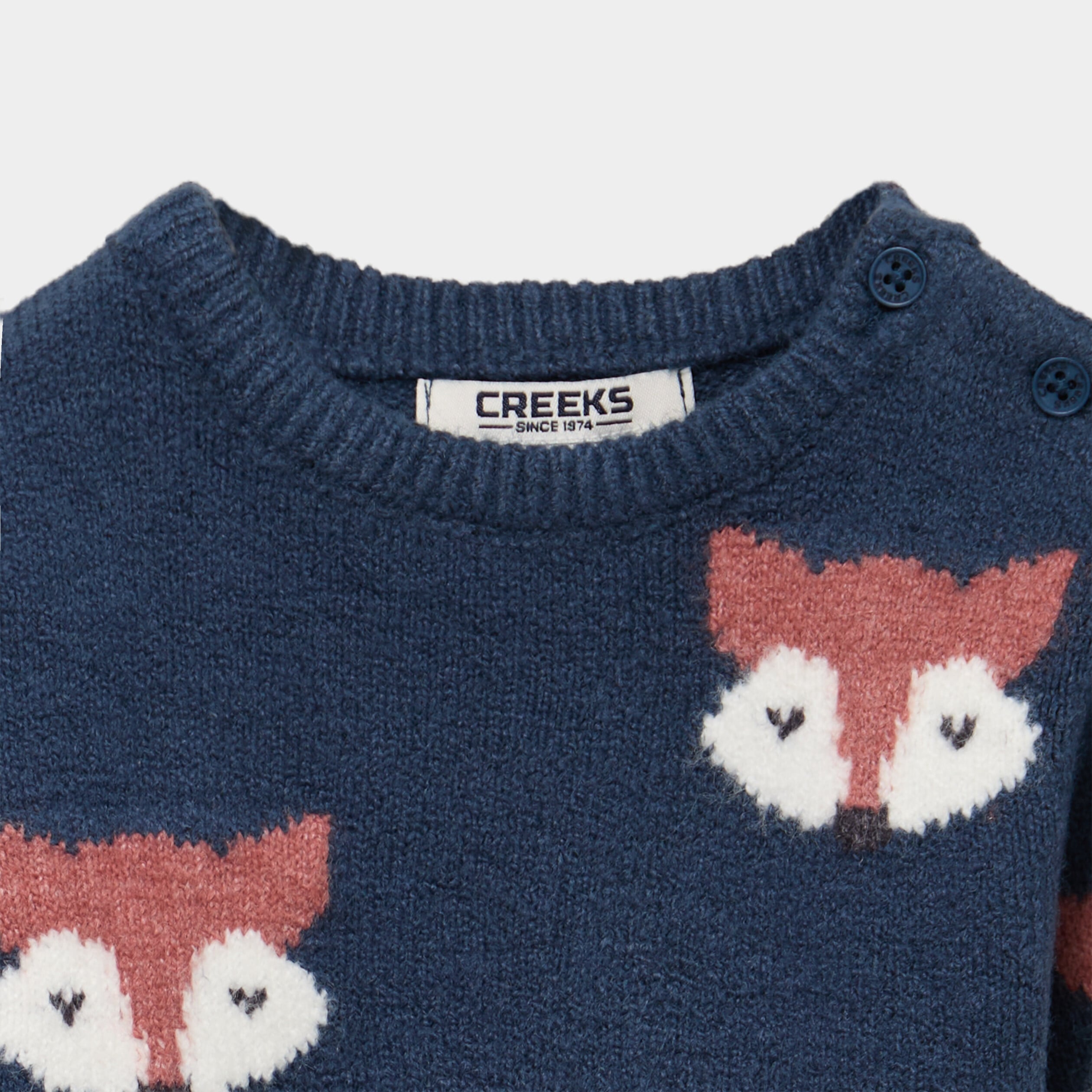 Pull &eacute;paule boutonn&eacute;e bleu b&eacute;b&eacute; gar&ccedil;on