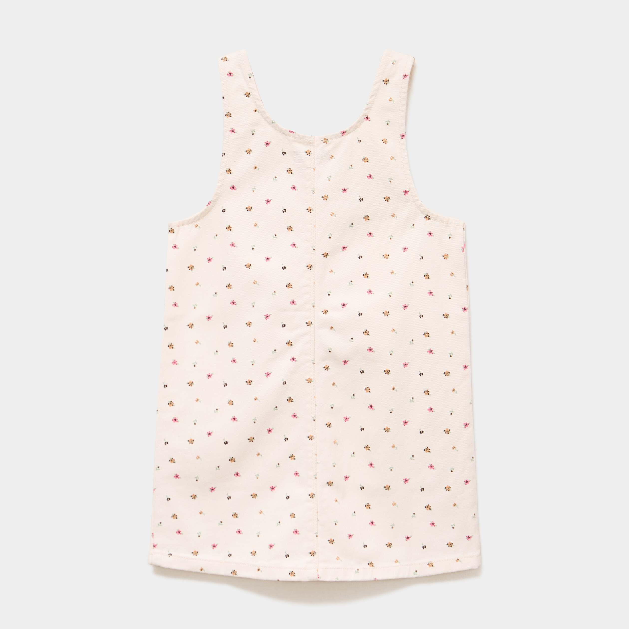 Robe chasuble courte sans manches coton beige fille
