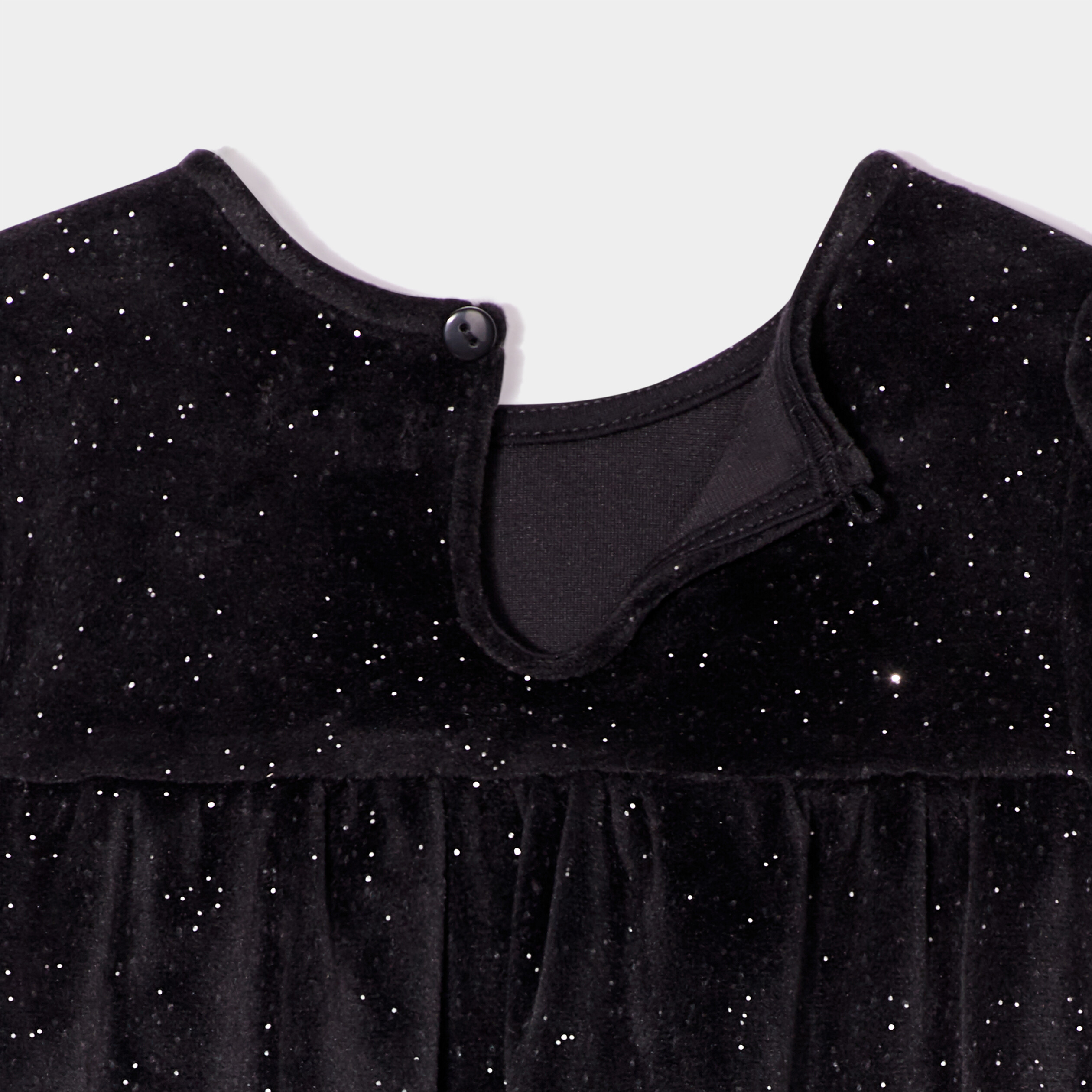 robe velours a paillettes et noeud noir bebef Robe velours à paillettes et noeud noir bébé fille