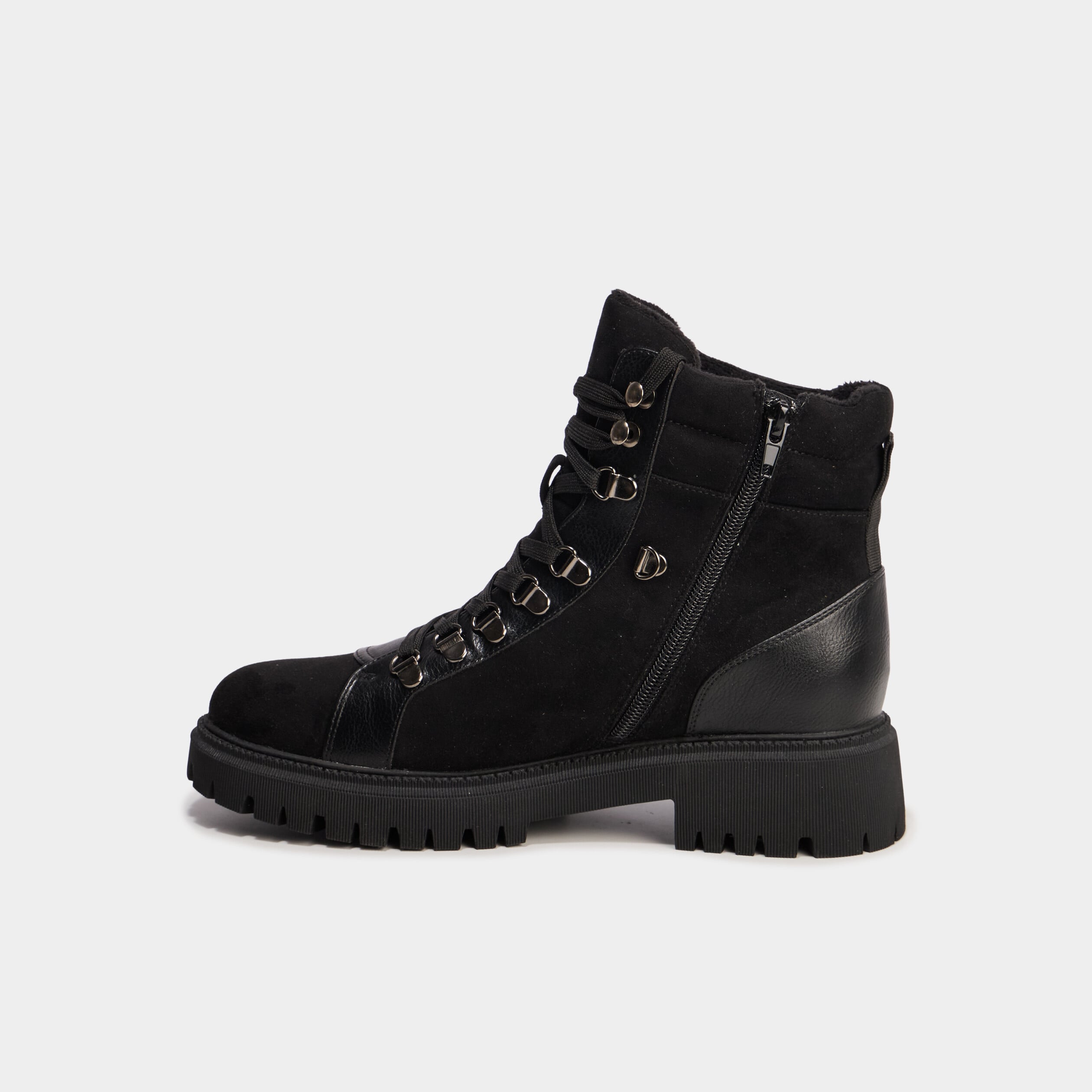 Boots crant&eacute;es &agrave; lacets noir femme