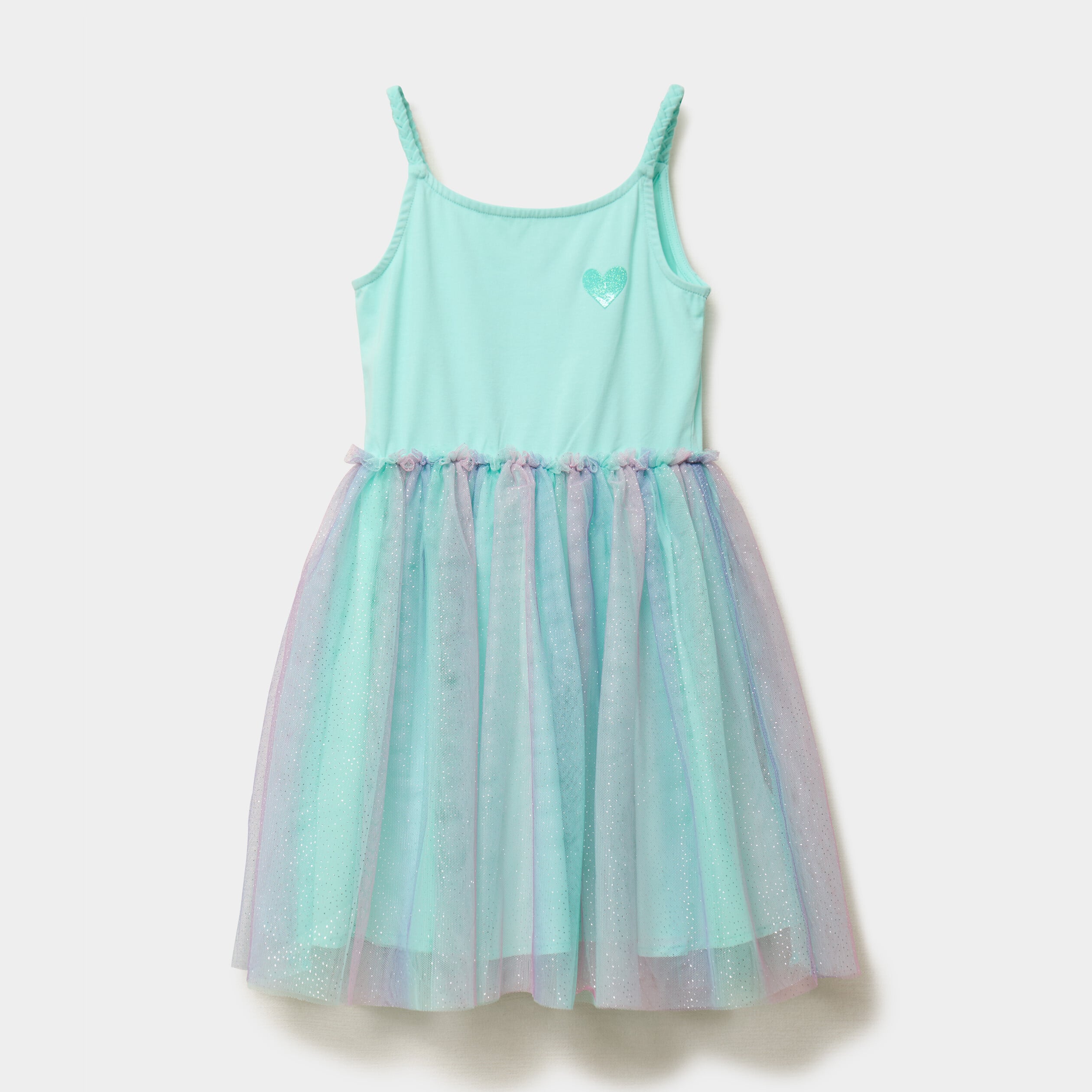 Robe bas tulle bretelles fines vert clair fille