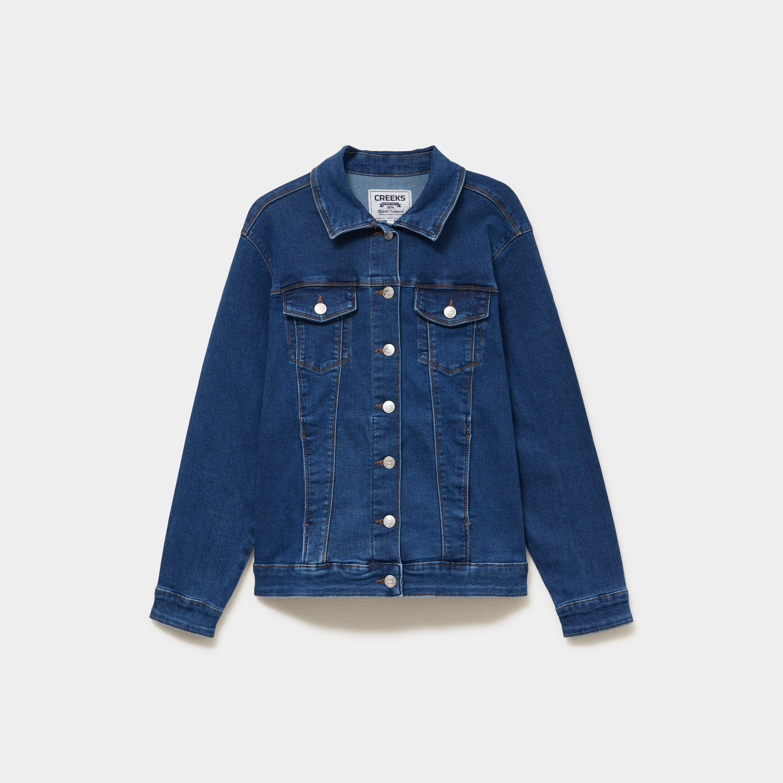 Veste courte en jean boutonn&eacute;e denim stone femme grande taille