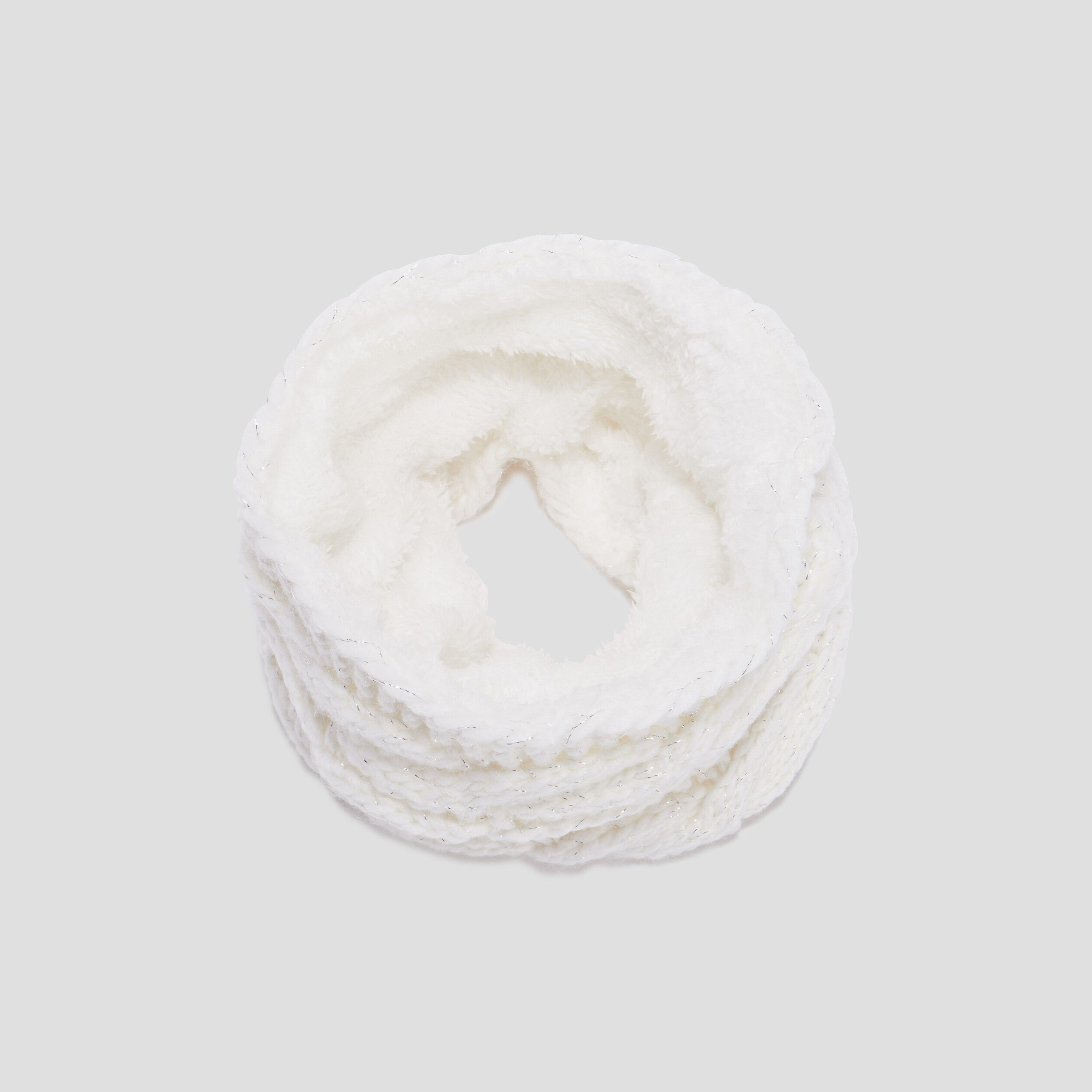 snood fourre a torsades ecru fille Snood fourré à torsades ecru fille