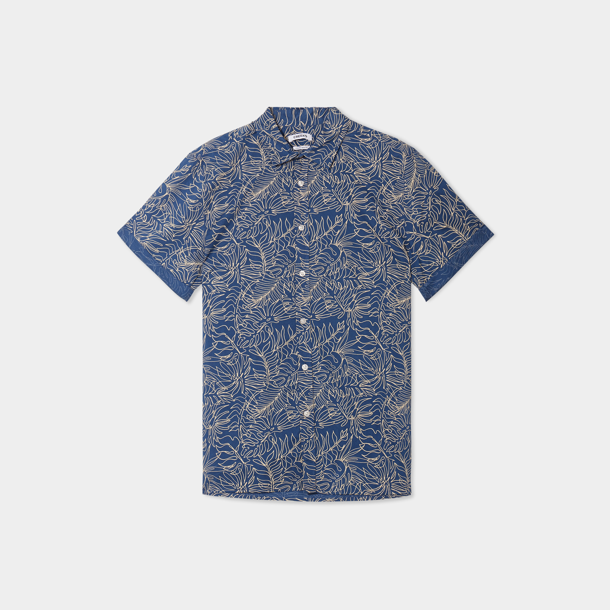 chemise manches courtes en coton bleu petrole homme Chemise manches courtes en coton bleu pétrole homme