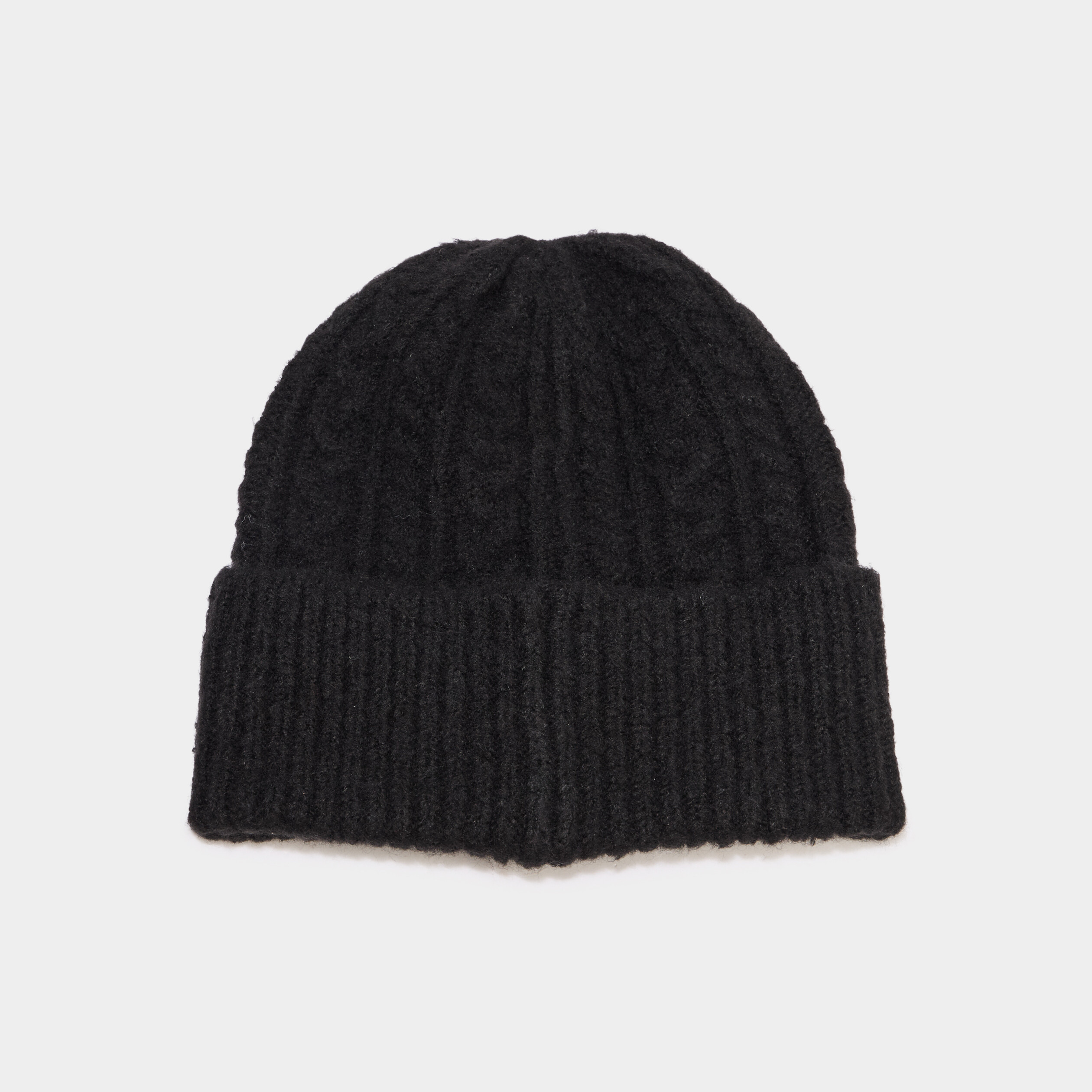 Bonnet tricot&eacute; torsades noir femme