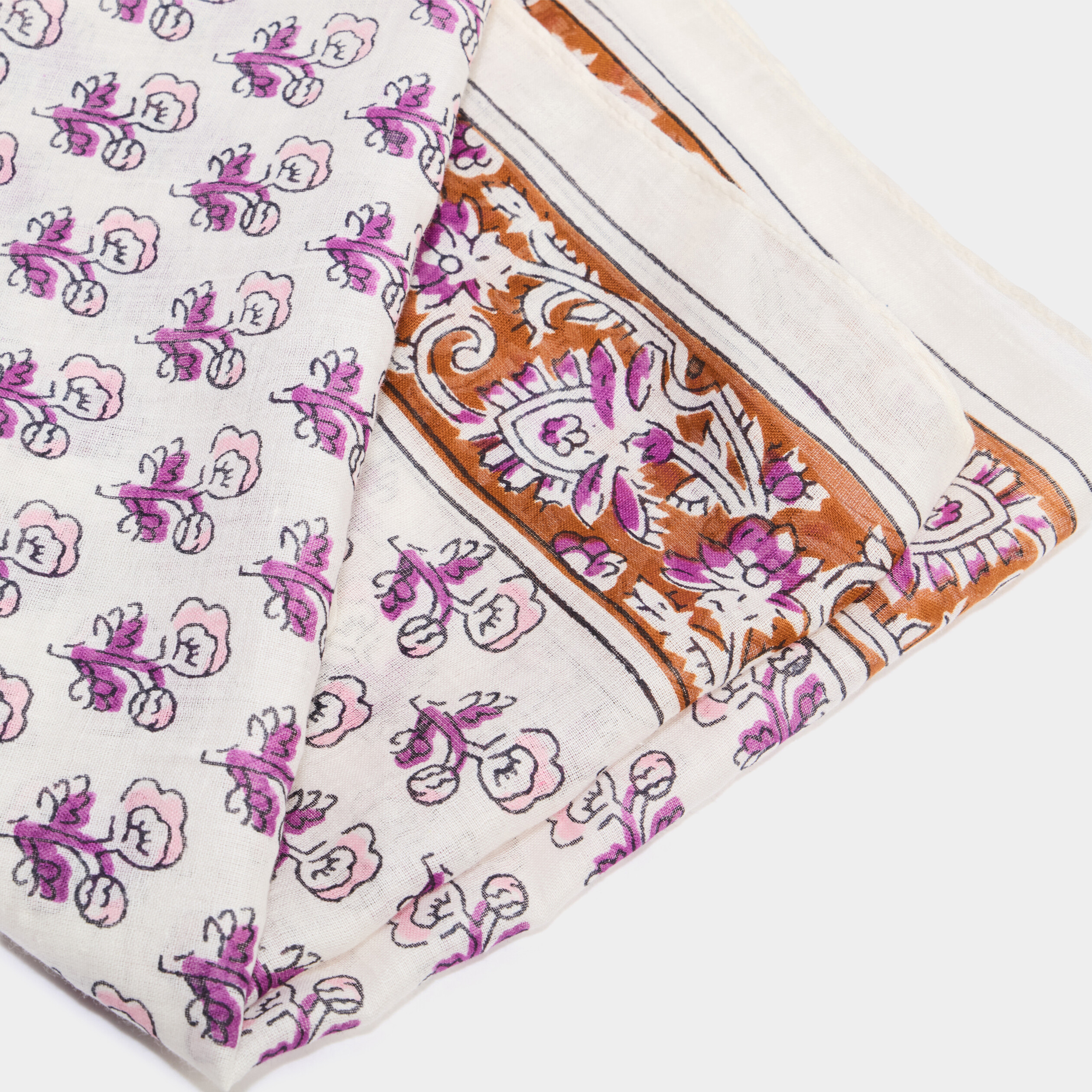 Foulard carr&eacute; coton ivoire femme