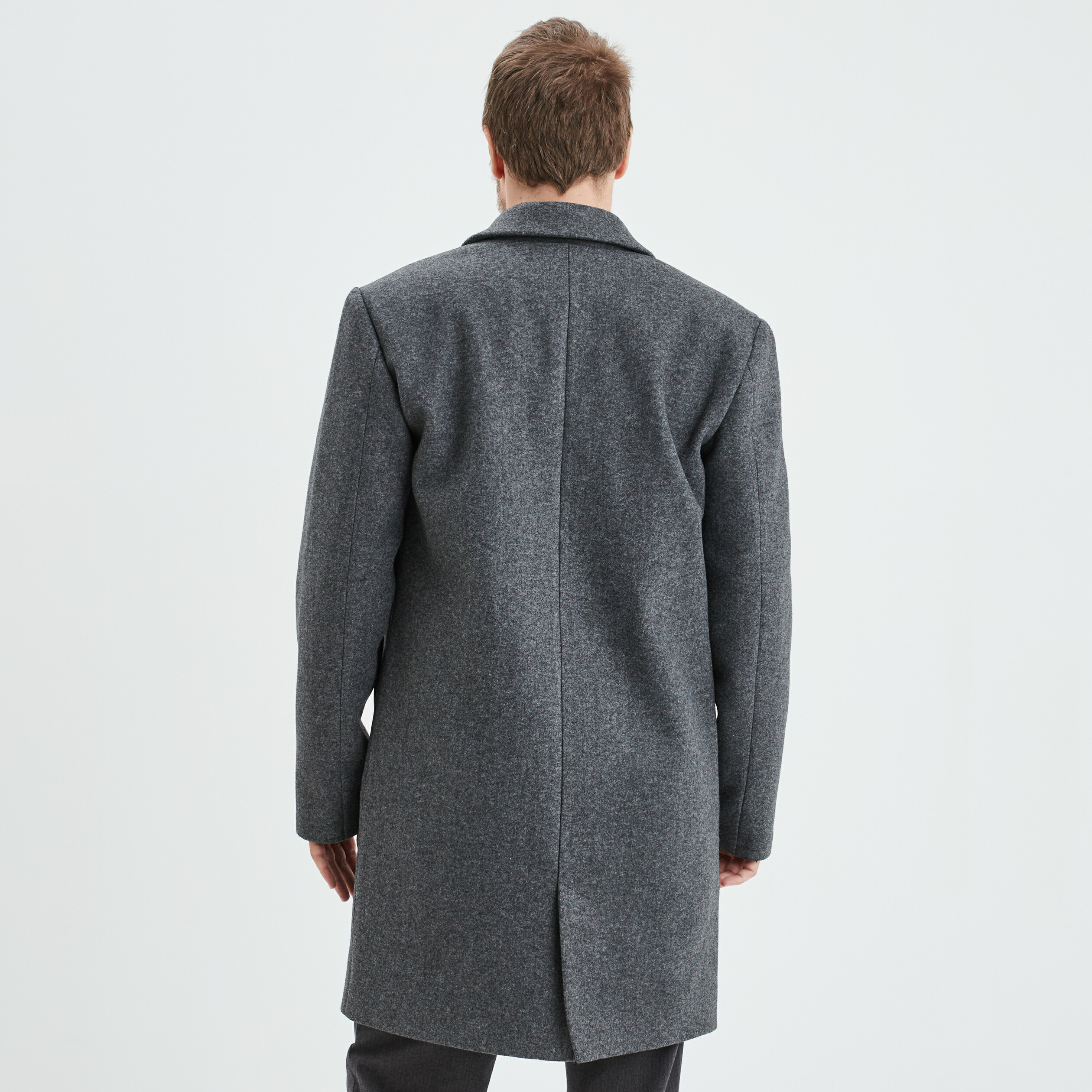 Manteau long fermeture boutonnée Creeks gris homme