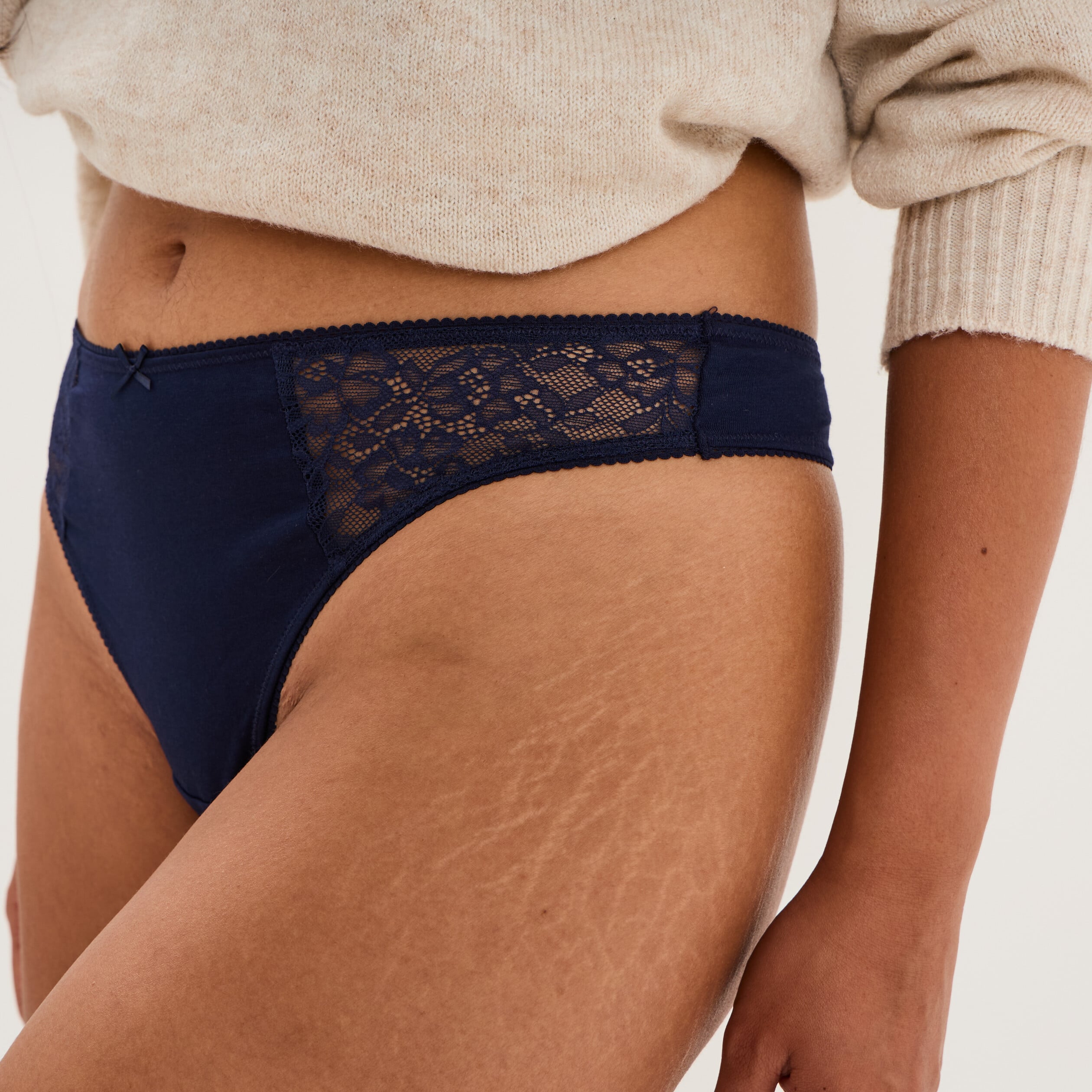 String coton majoritaire bleu marine femme