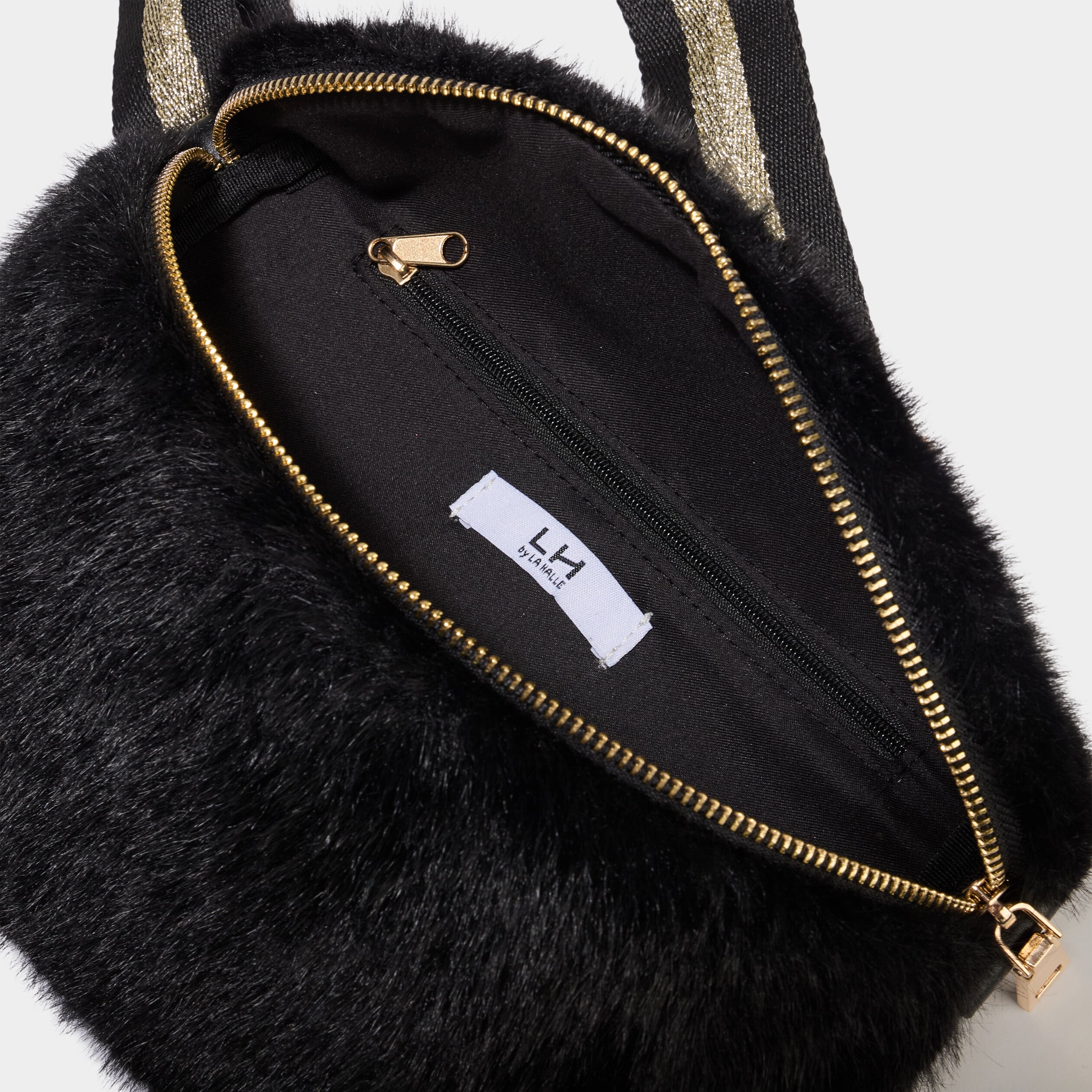 Sac banane fausse fourrure noir femme