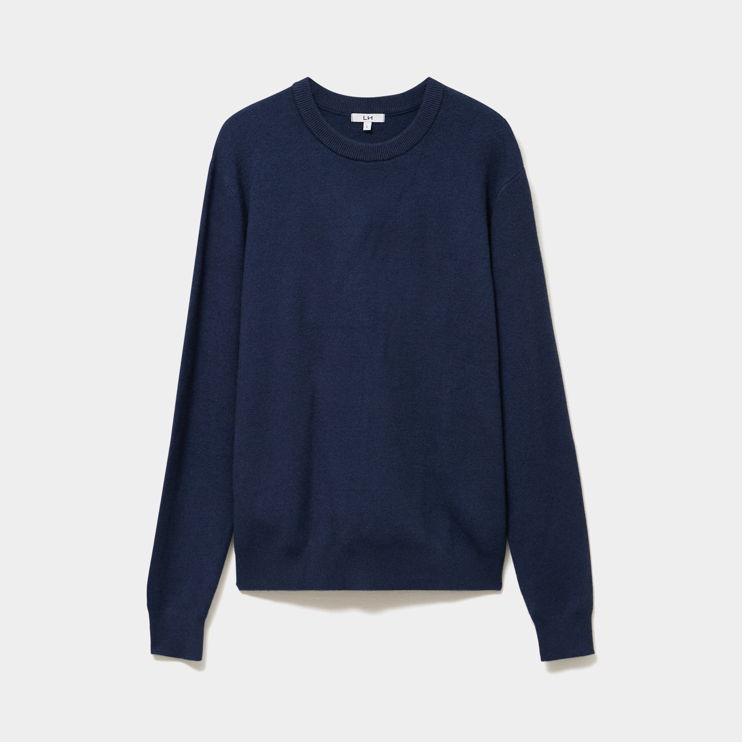 Pull col rond manches longues bleu fonc&eacute; homme