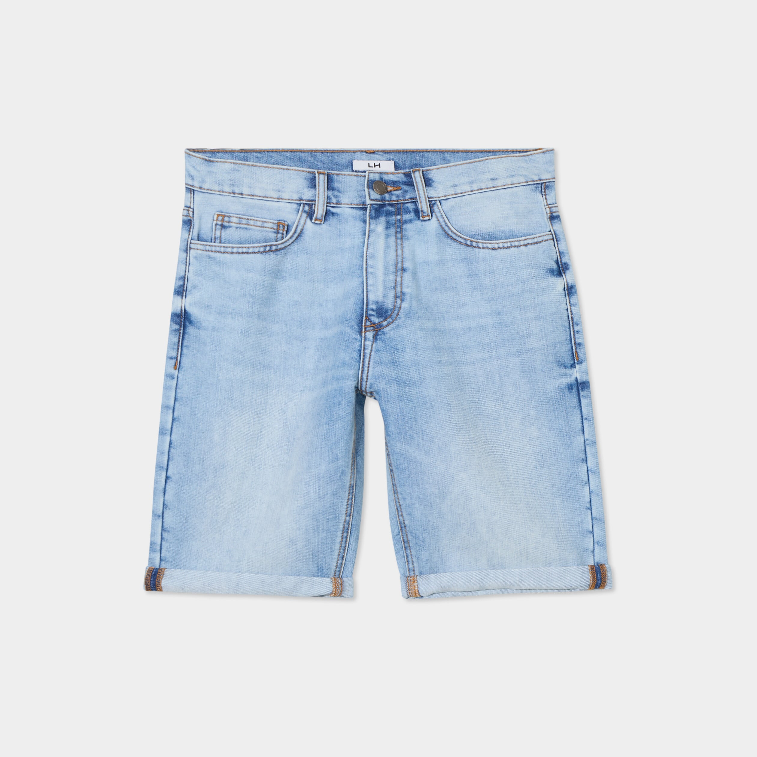 Bermuda short droit en jean denim bleach homme
