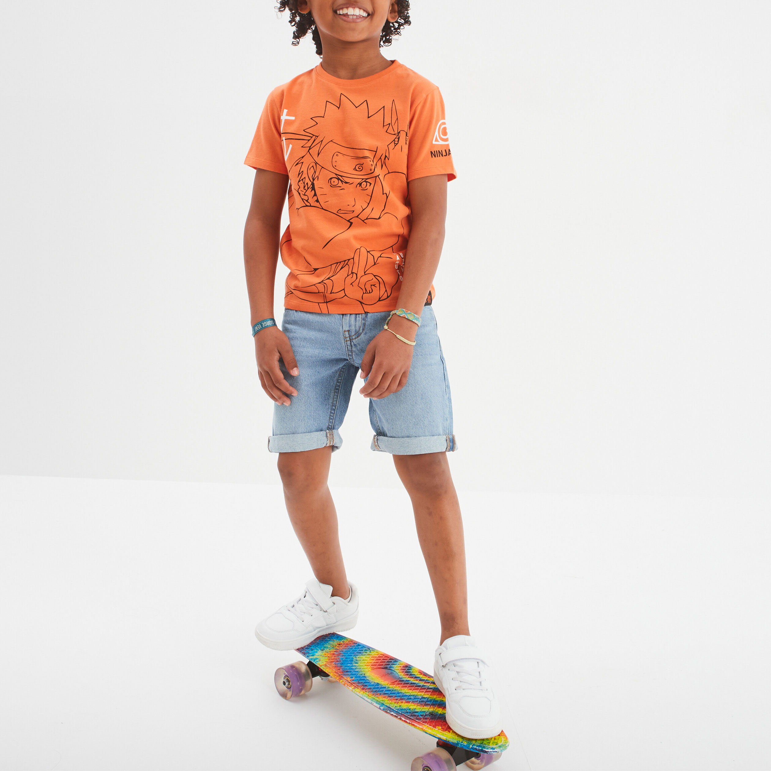 t shirt manches courtes naruto orange fonce garcon T-shirt manches courtes Naruto orange foncé garçon