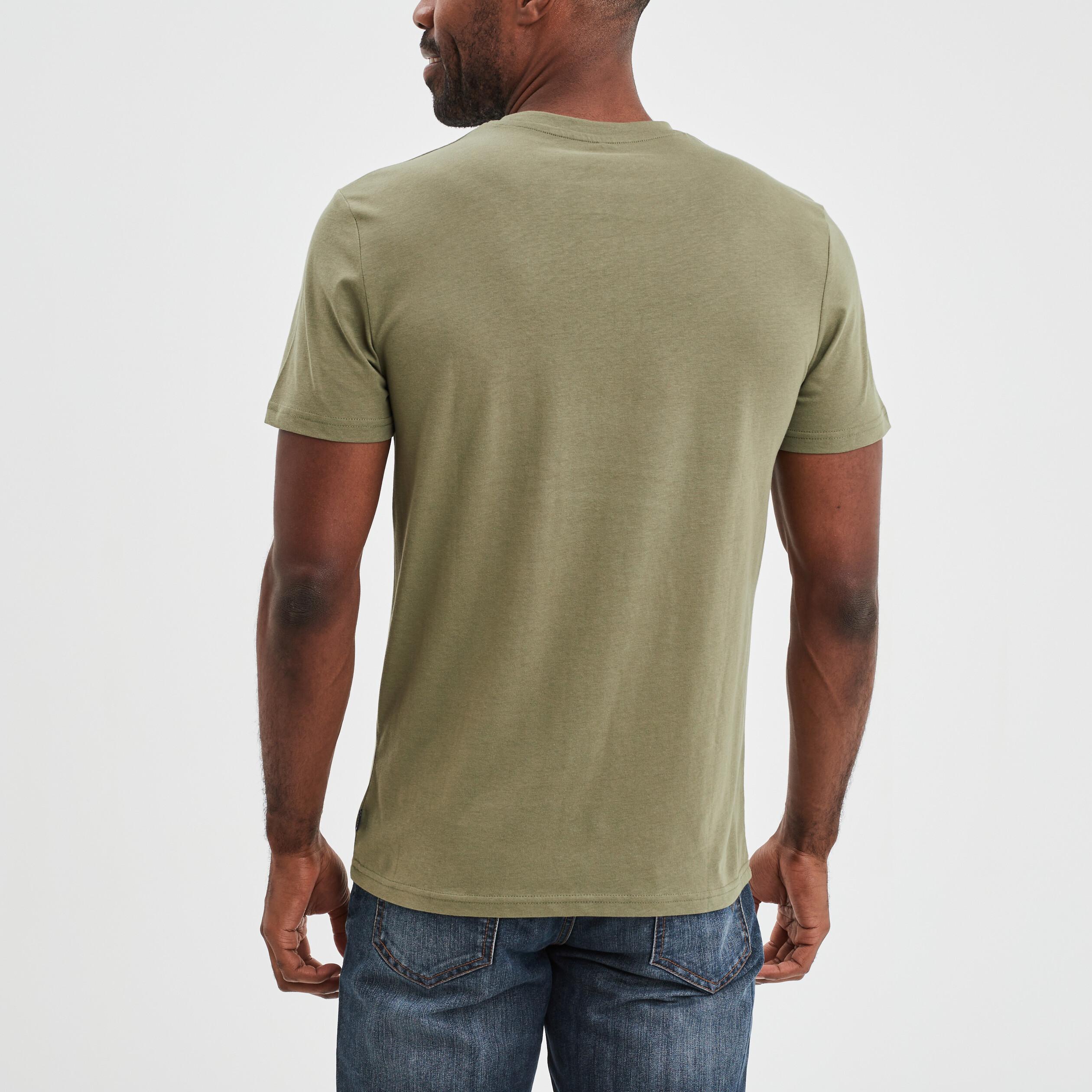 T-shirt manches courtes coton Creeks vert kaki homme