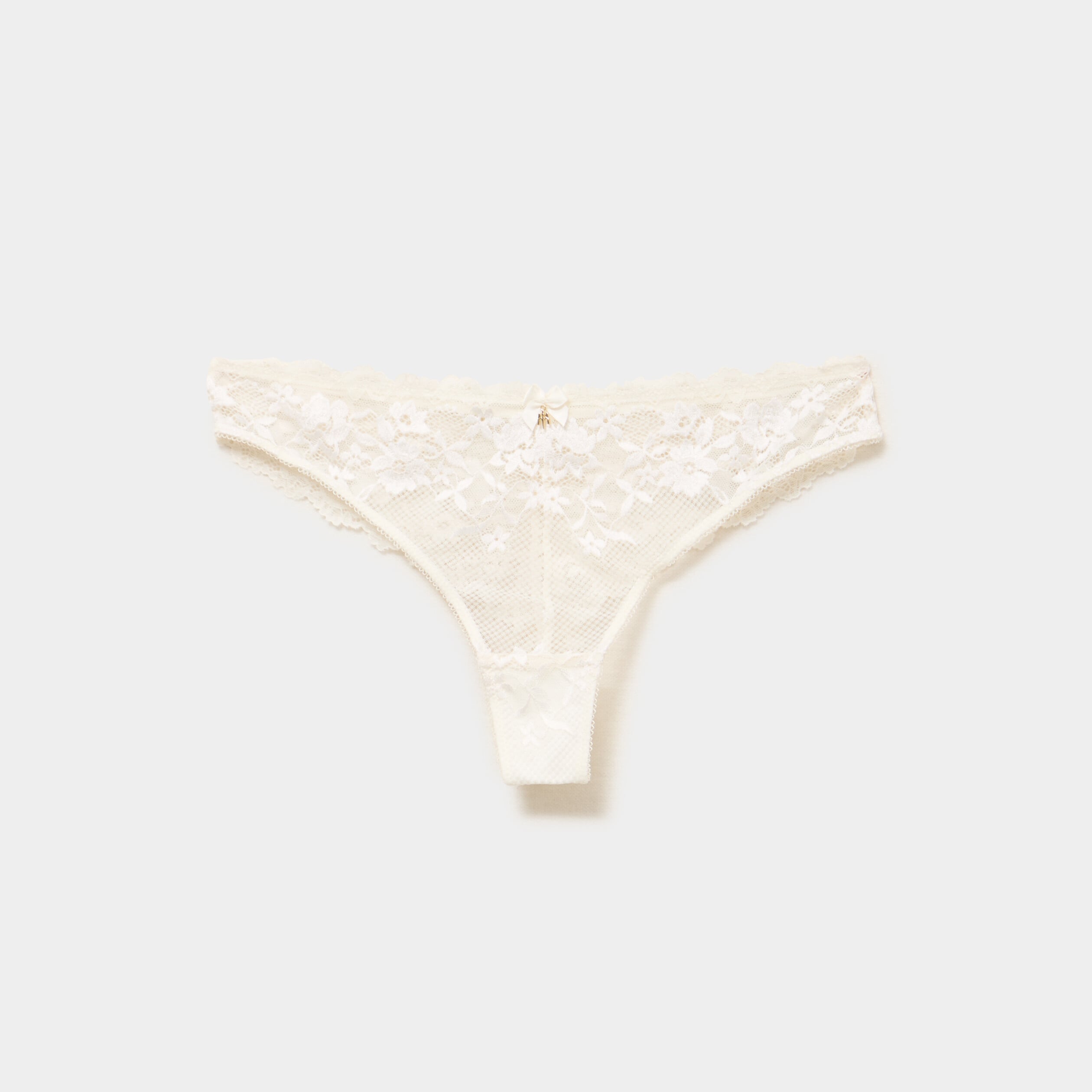 Tanga en dentelle blanc femme
