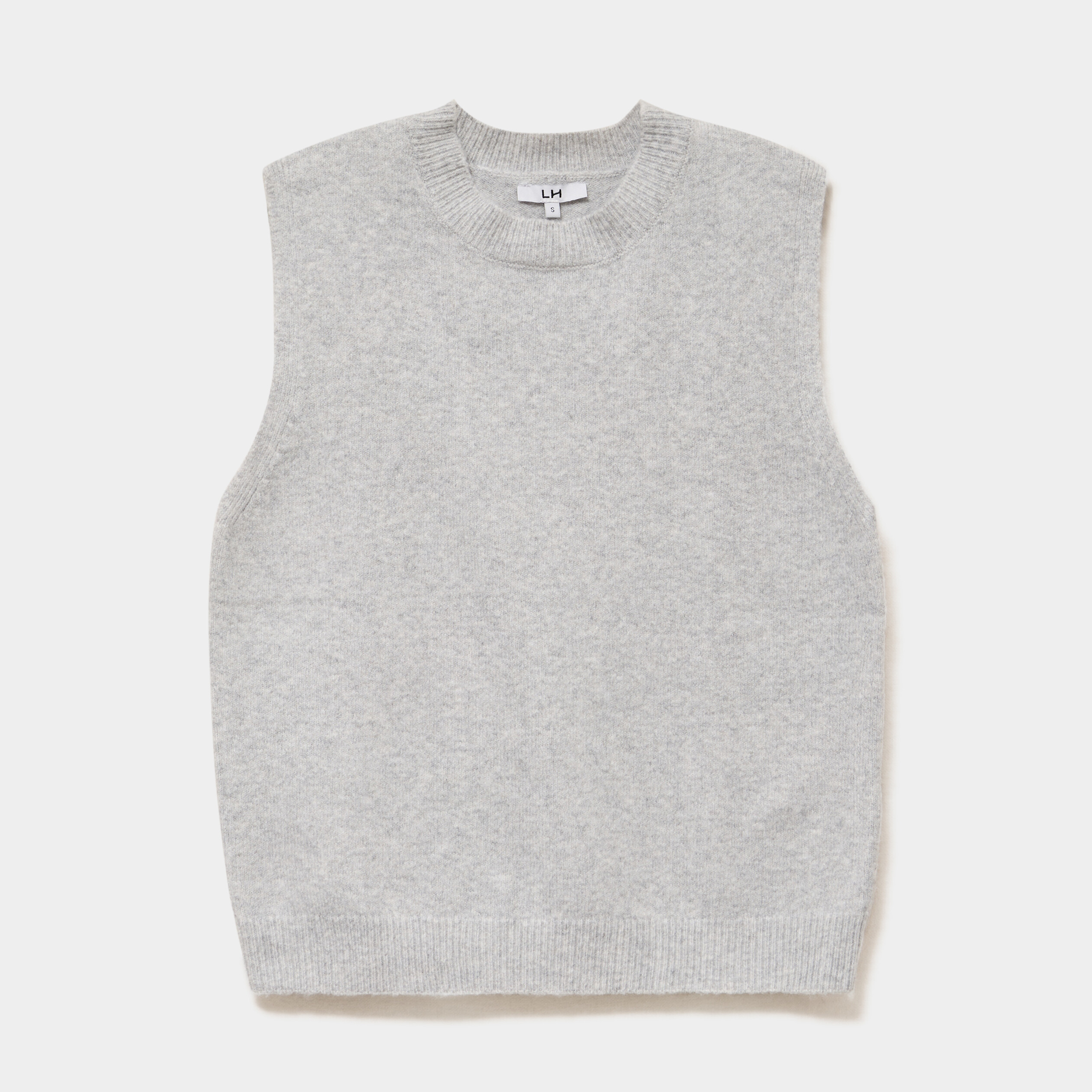 Pull sans manches col rond gris clair femme