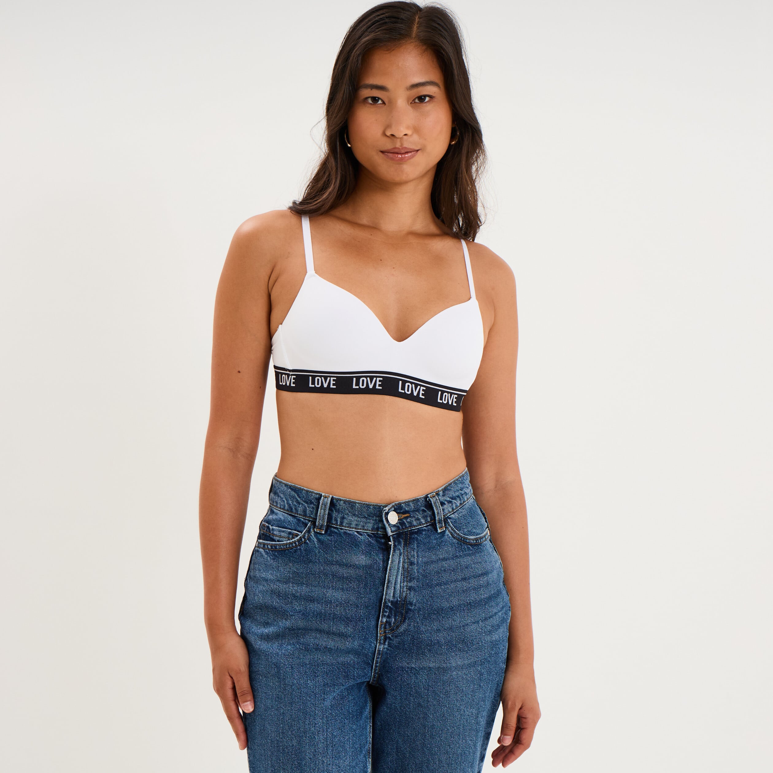 Soutien-gorge embo&icirc;tant padd&eacute; &eacute;lastiqu&eacute; blanc femme