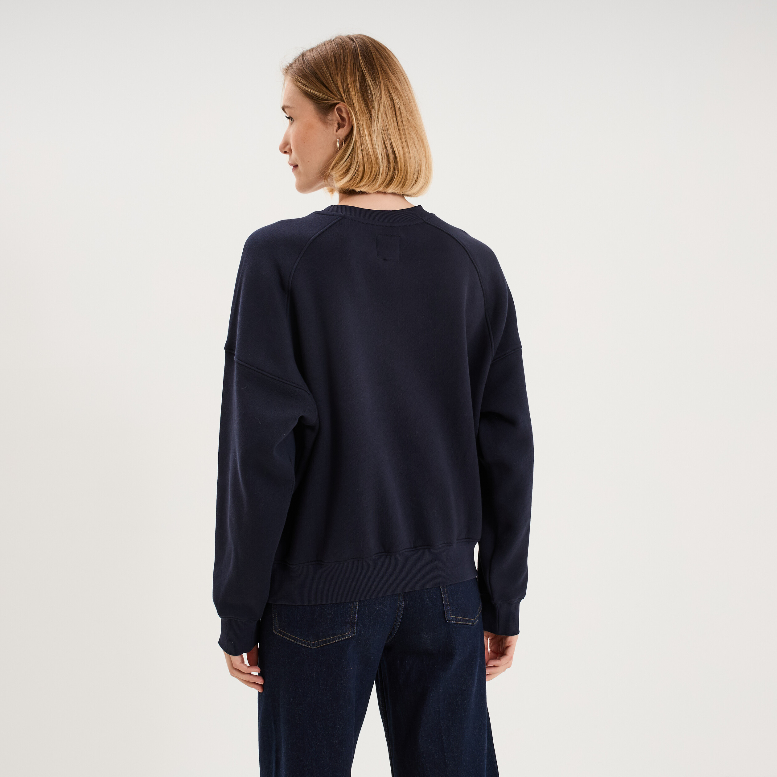 Sweat oversize logo NAF NAF brod&eacute; bleu fonc&eacute; femme