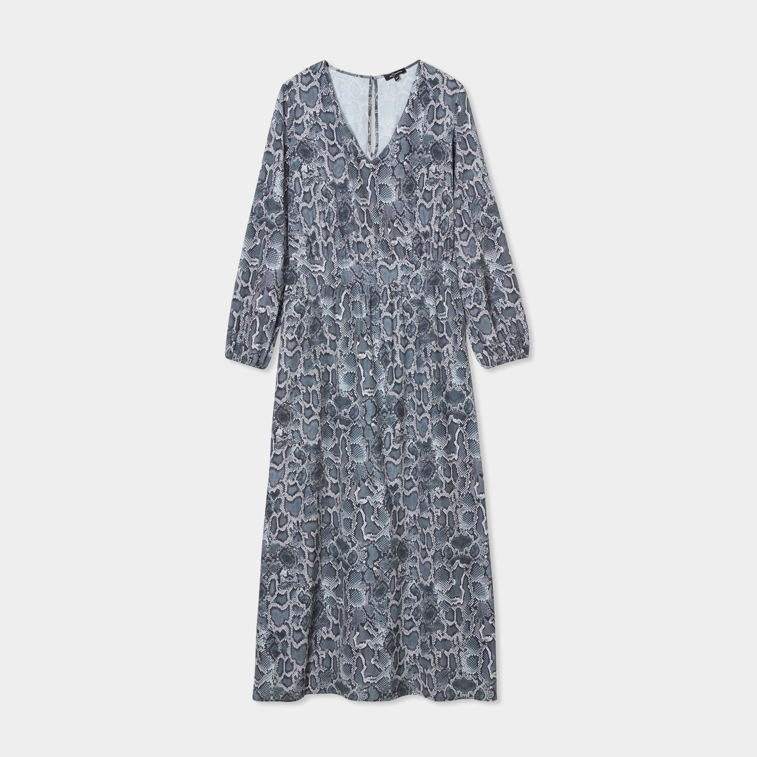 Robe longue fluide manches longues gris femme
