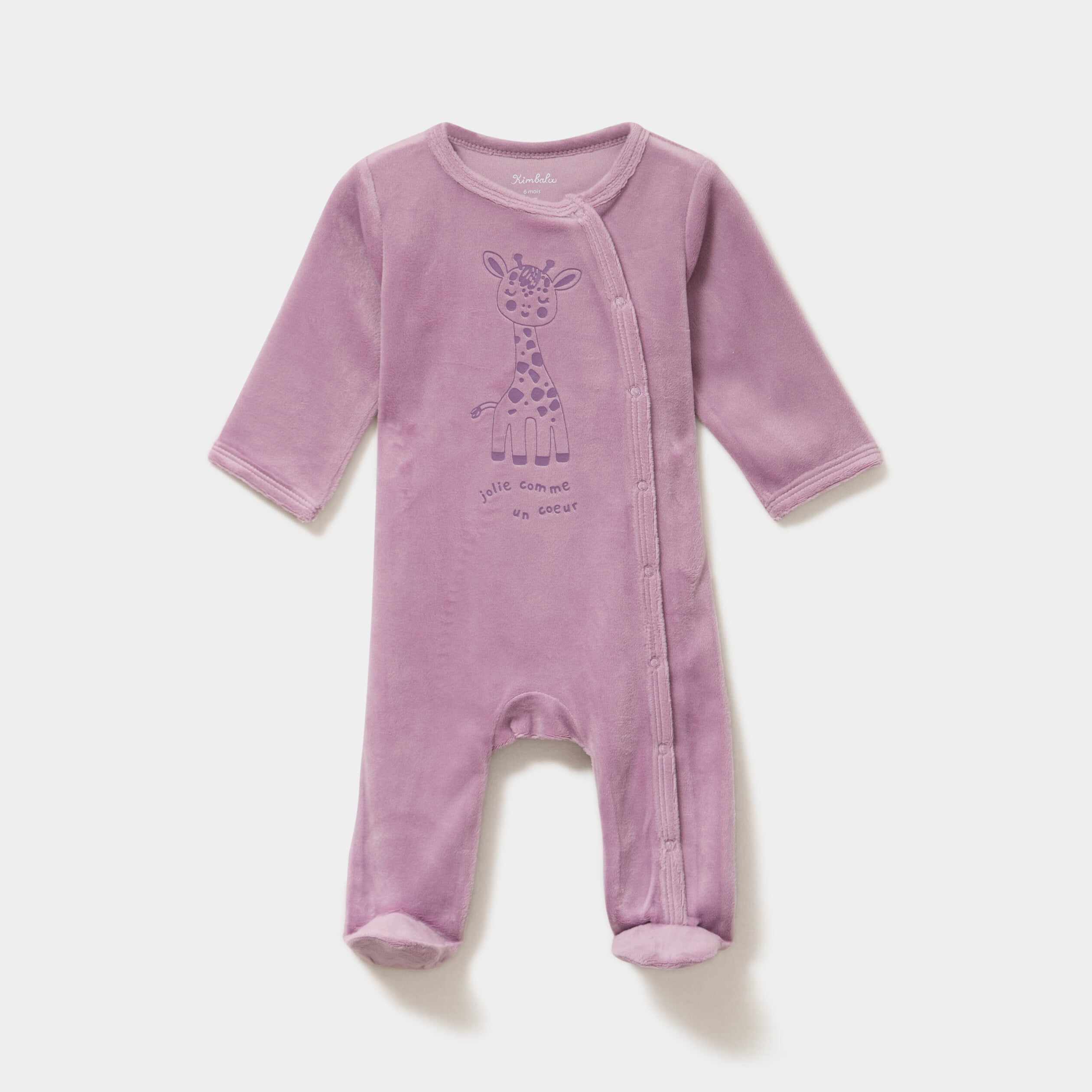 Dors-bien effet velours manches longues violet clair b&eacute;b&eacute;