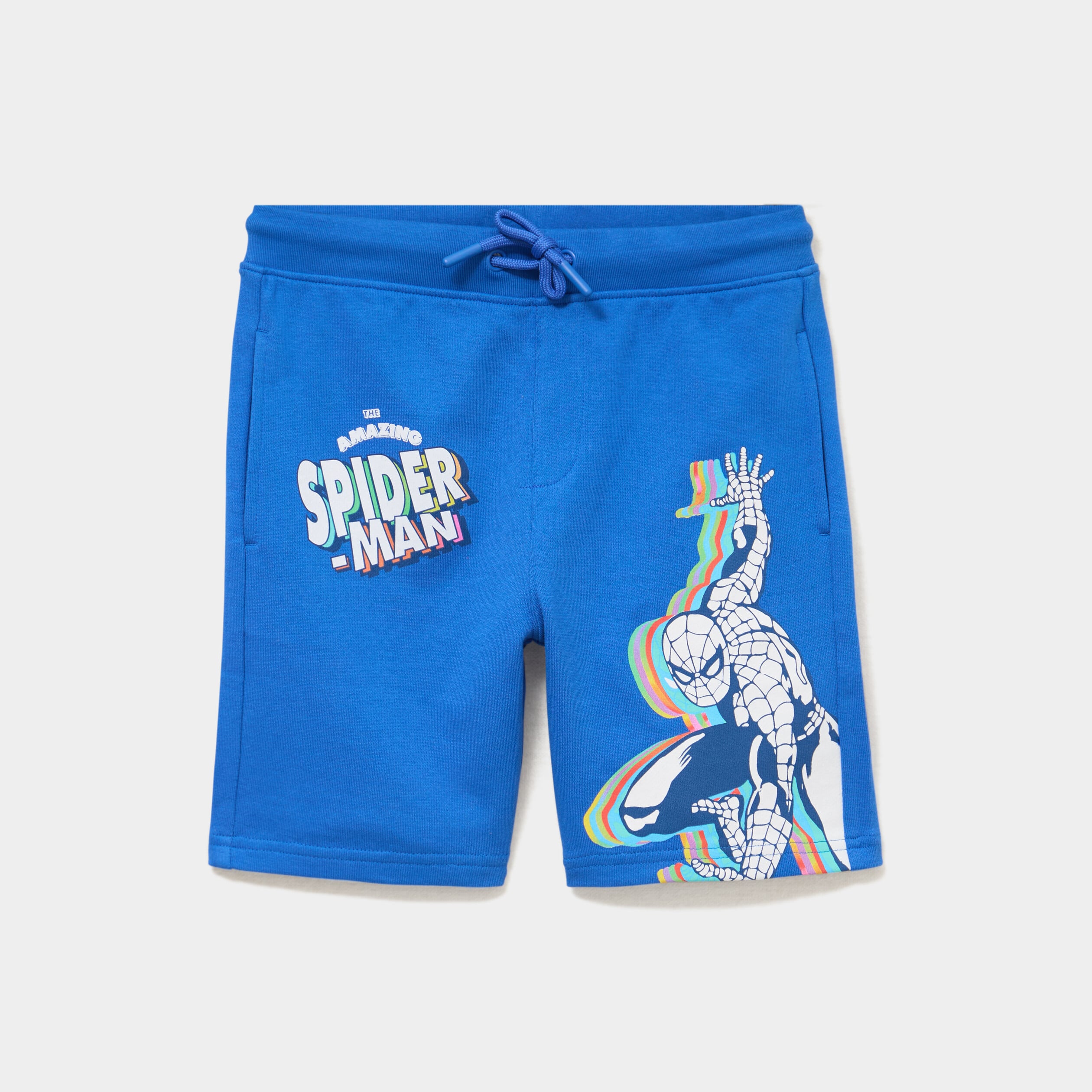 Short de jogging droit coton Spider-Man bleu gar&ccedil;on