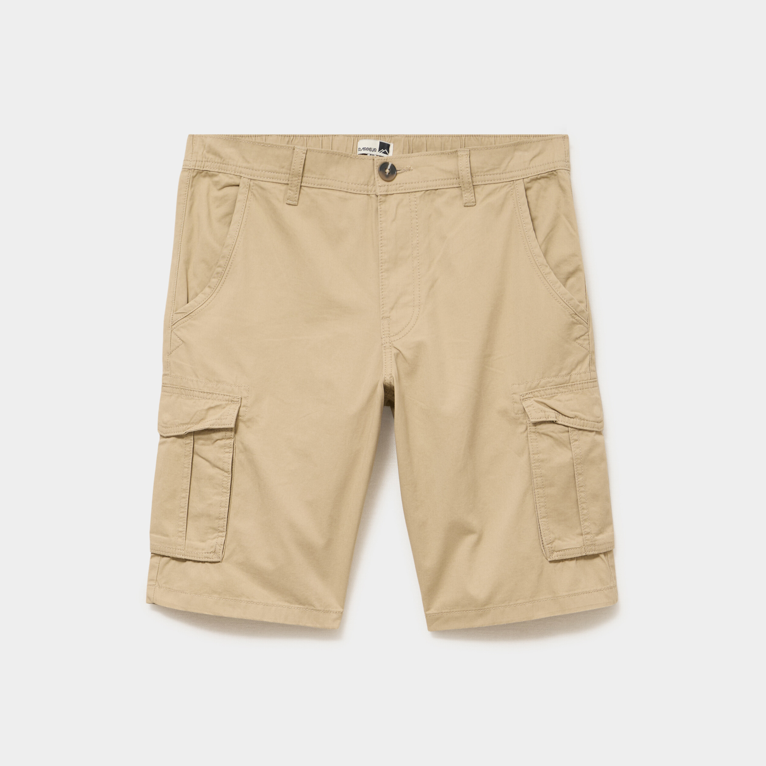 Bermuda short cargo poches &agrave; rabat coton beige homme