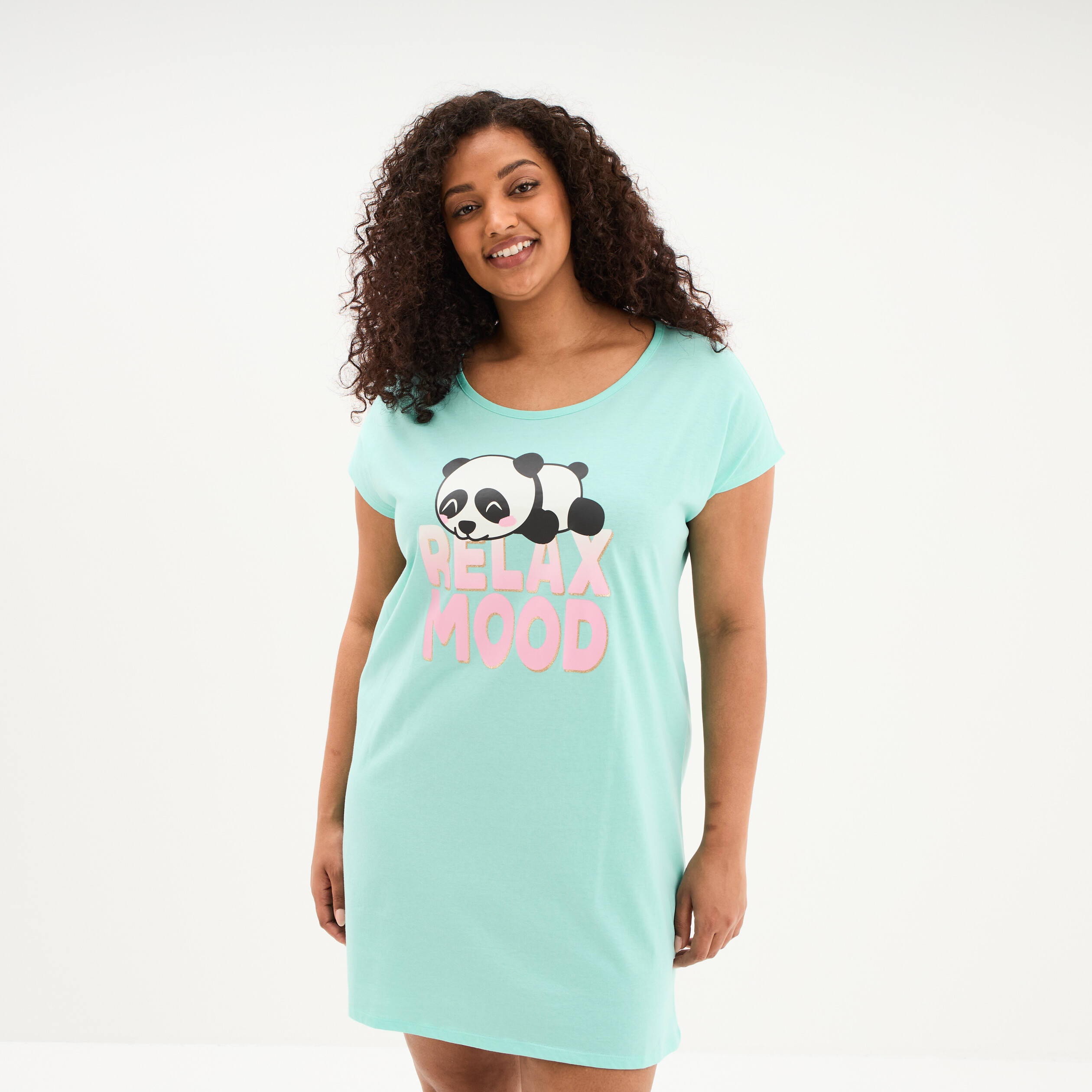 Chemise De Nuit Manches Courtes Chemise De Nuit Femme Modal Imprimé Cœur - Manches Courtes, Col V, Confortable Vêtement Nuit élégant Femme