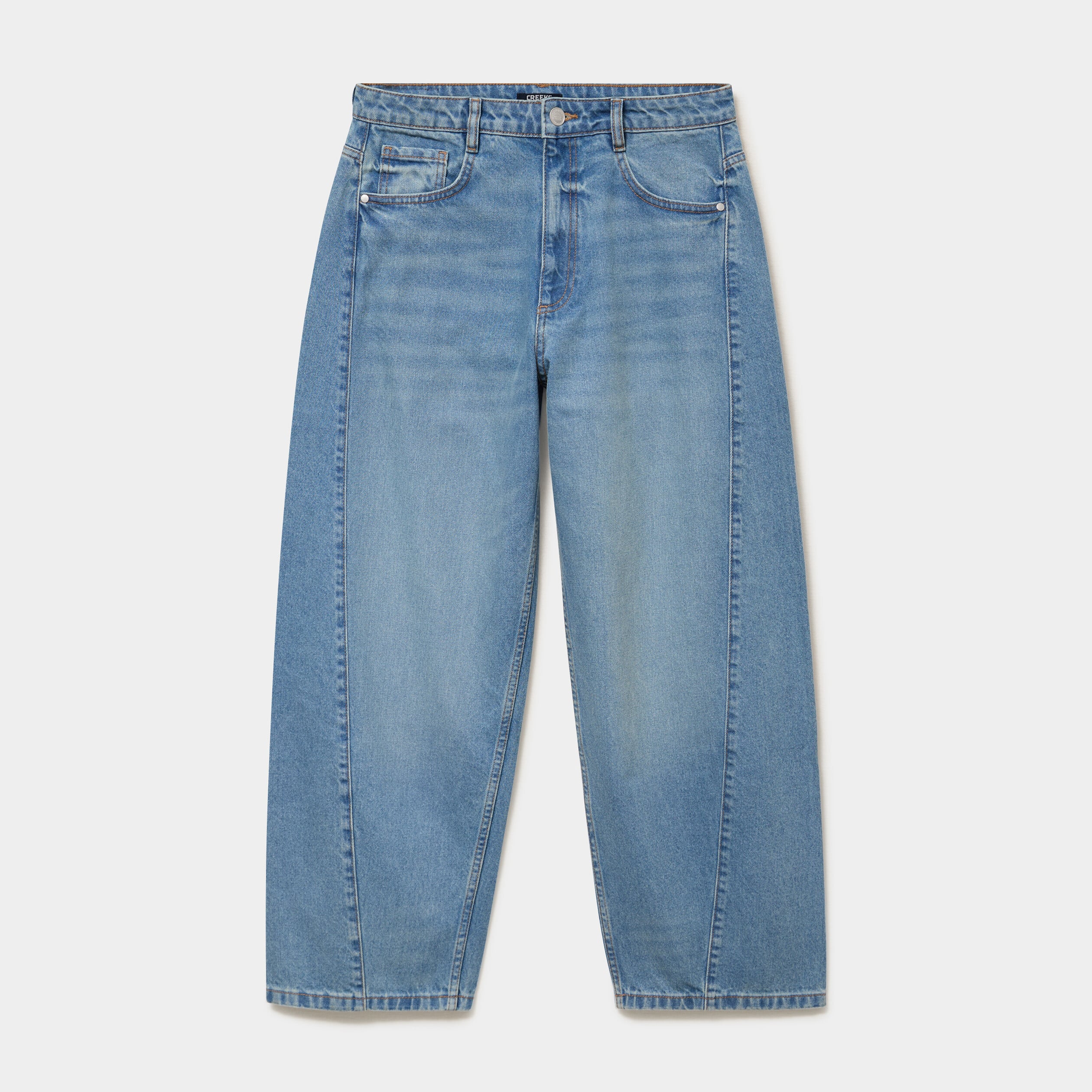 Jean balloon cropped coton denim stone femme