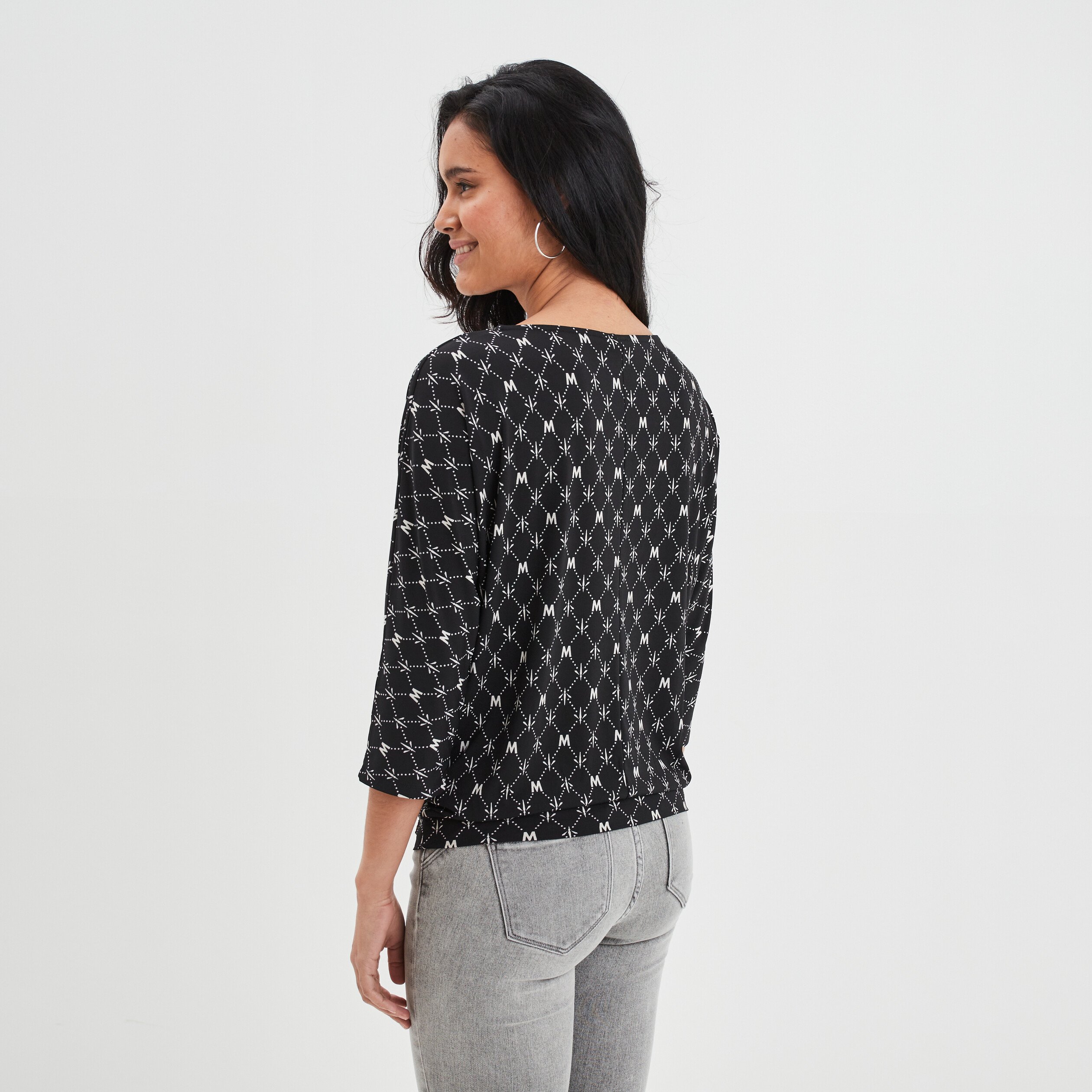 t shirt manches 34 noir femme T-shirt manches 3/4 noir femme