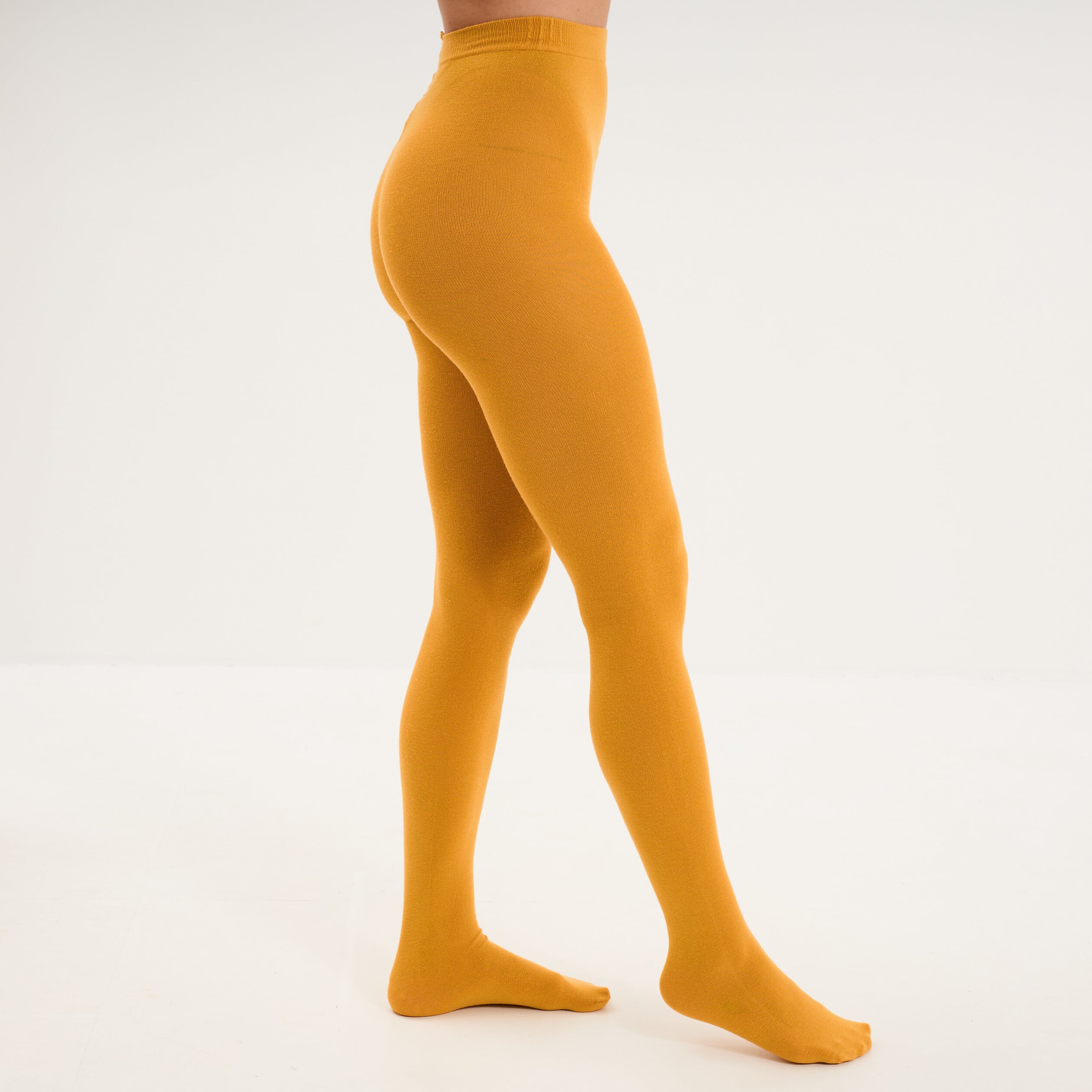 Collants opaques jaune moutarde femme