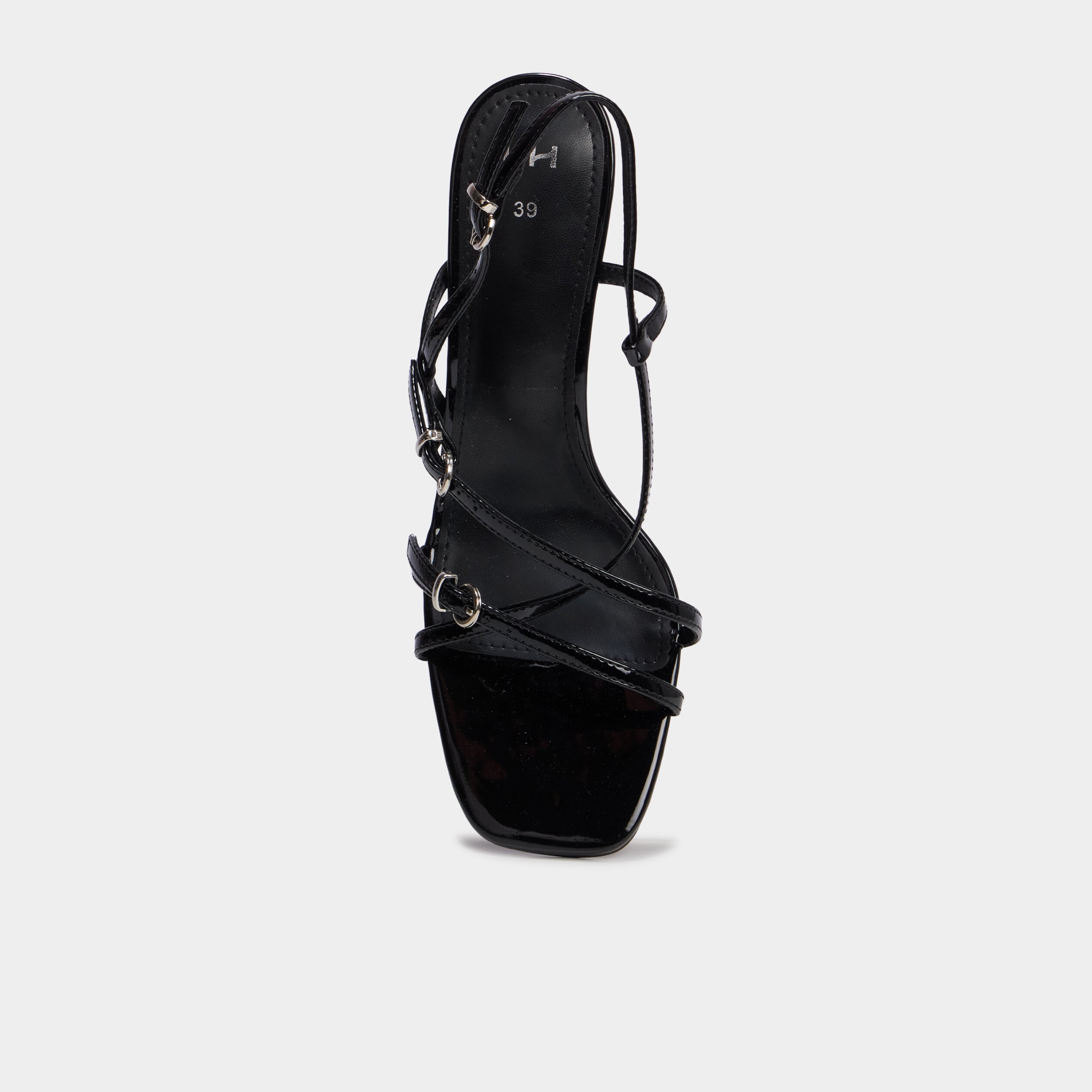 Sandales &agrave; talons kitten heels et brides noir femme