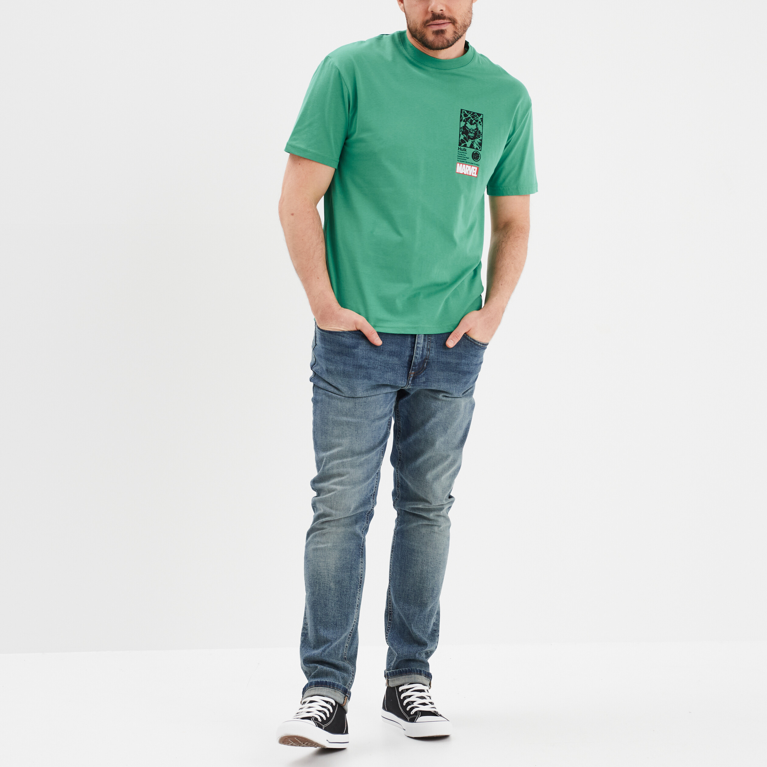 T-shirt manches courtes Marvel Hulk vert homme