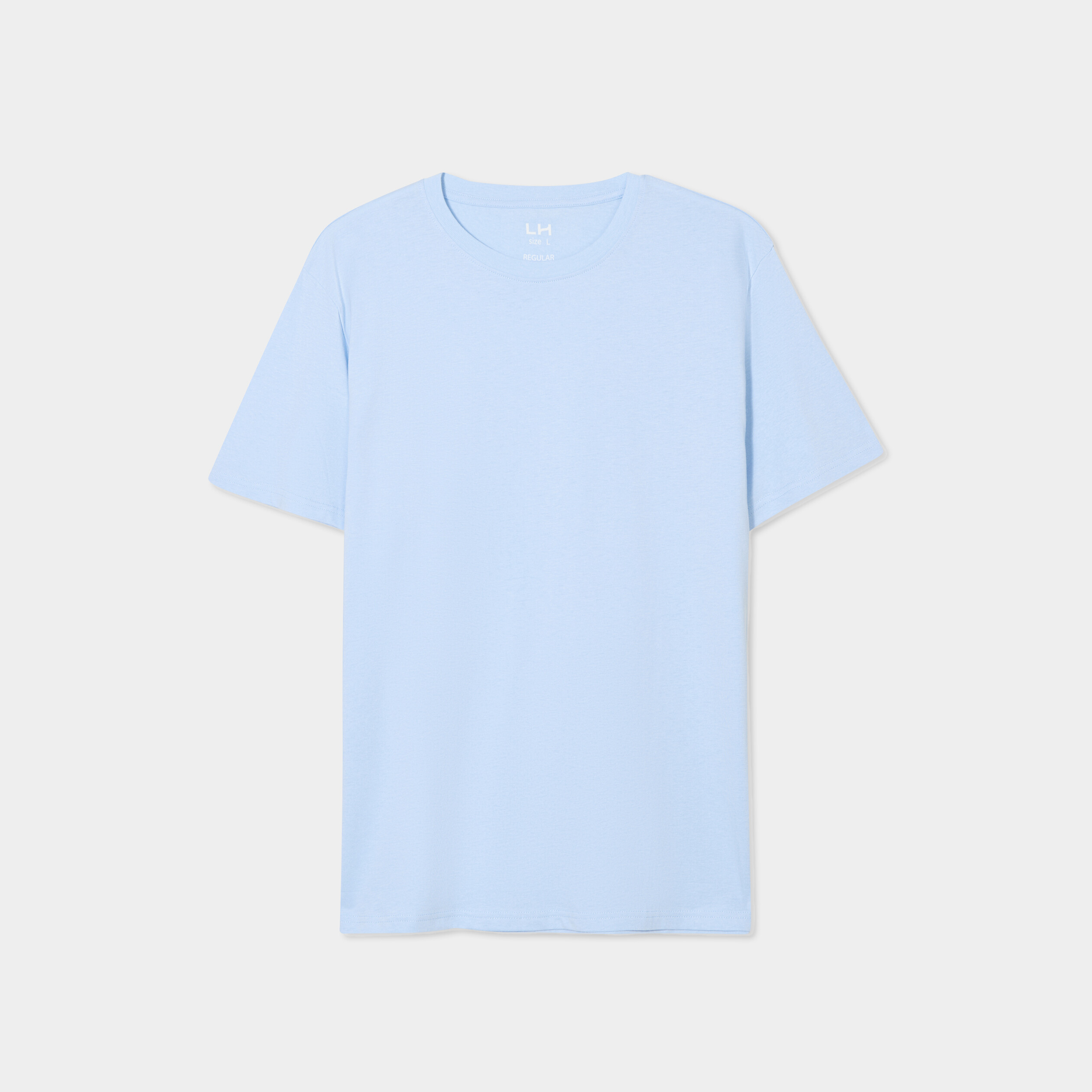 T-shirt droit en coton manches courtes bleu clair homme