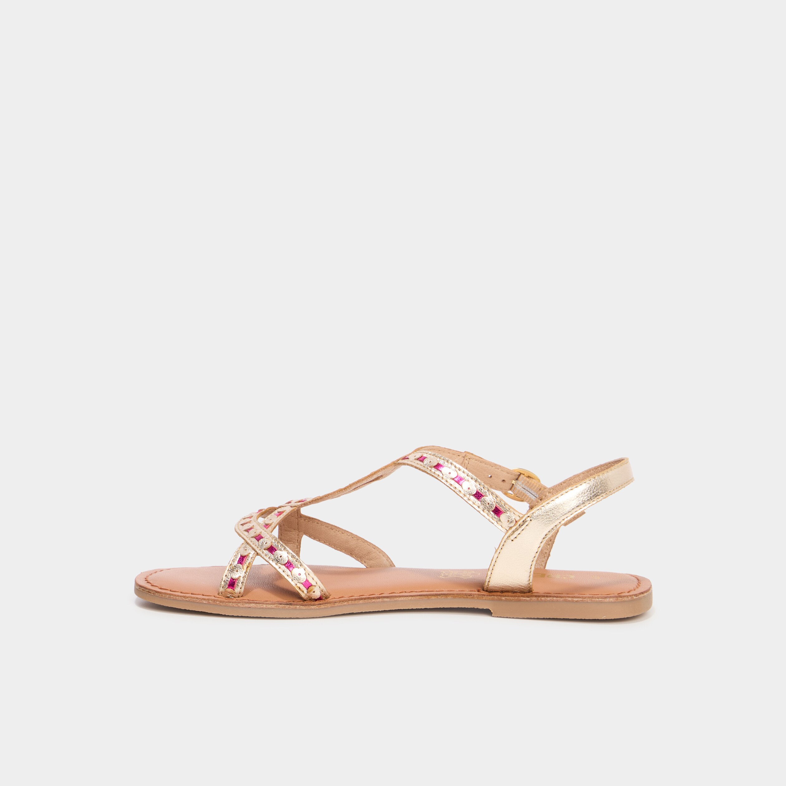 sandales plates en cuir multicolore femme Sandales plates en cuir multicolore femme