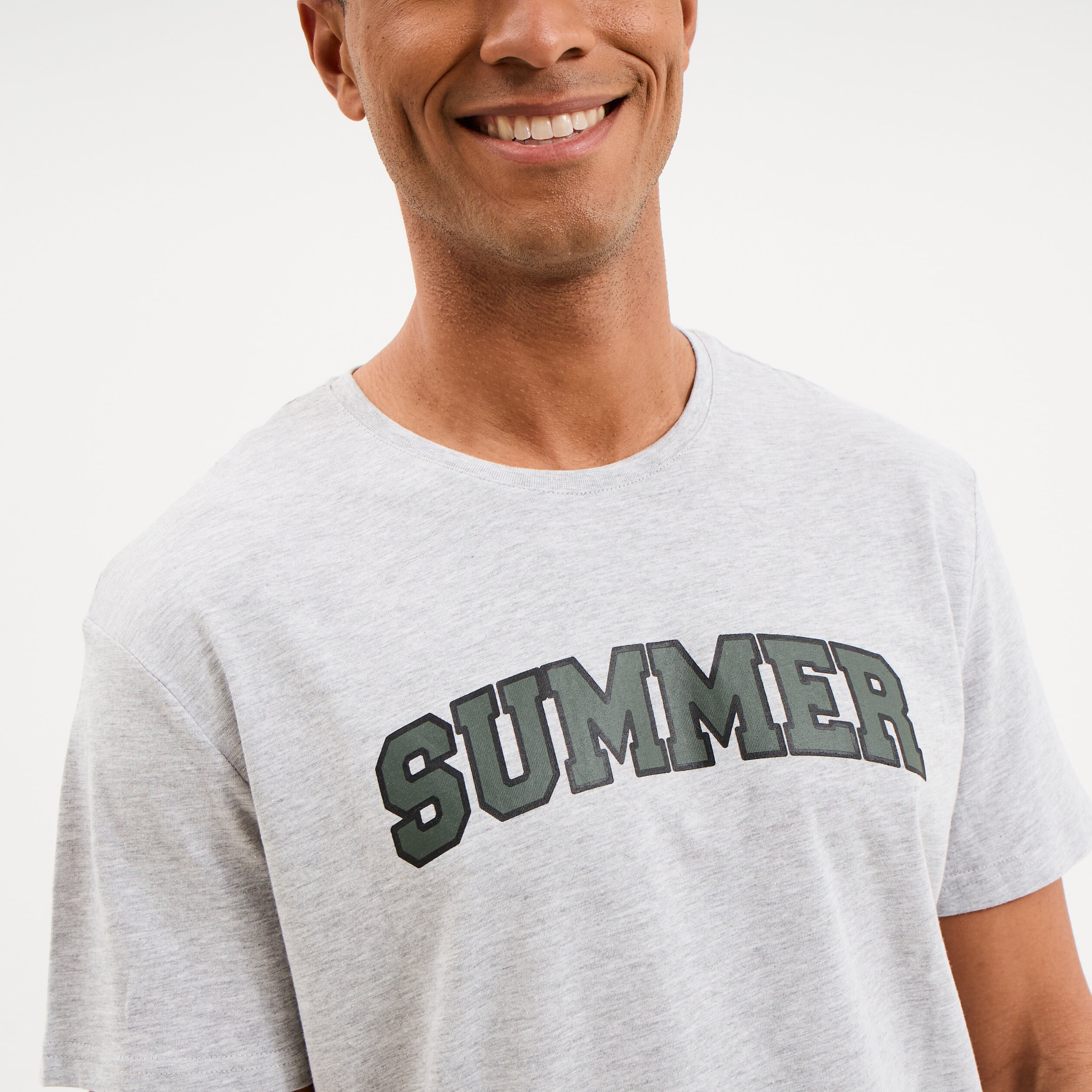Ensemble pyjama short et t-shirt coton gris clair homme