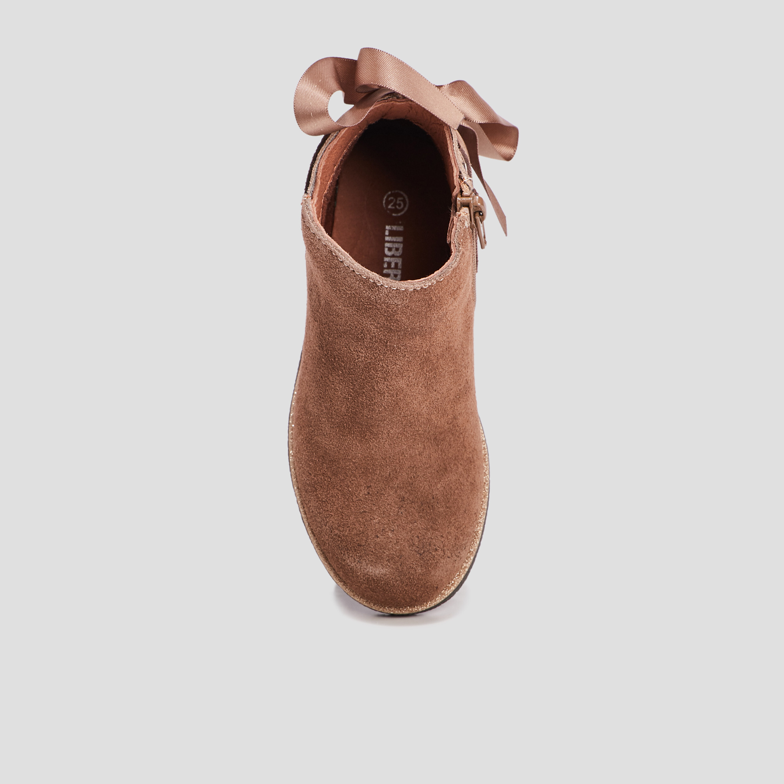 bottines avec noeuds en cuir taupe fille Bottines avec noeuds en cuir taupe fille