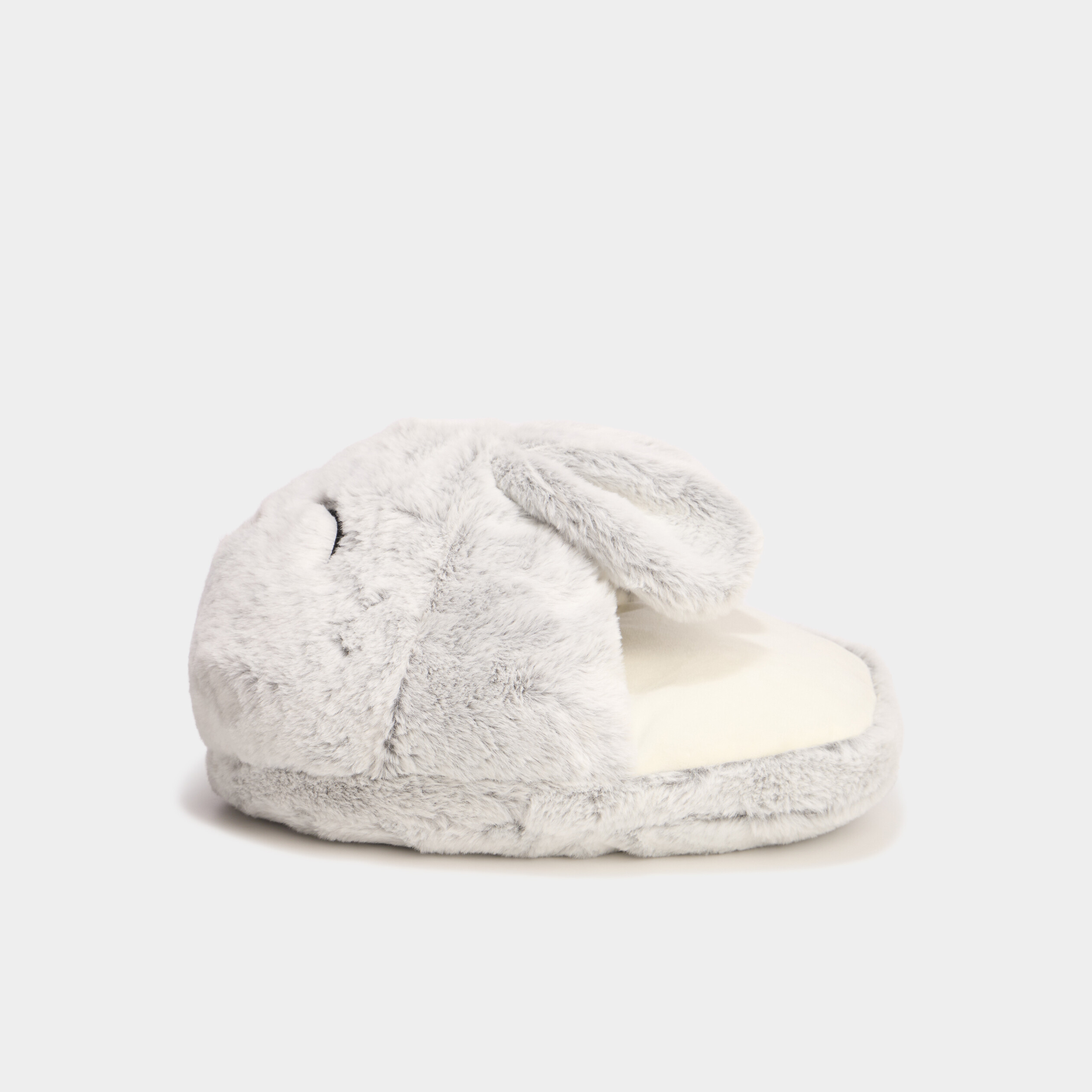 Mono chausson fausse fourrure gris femme