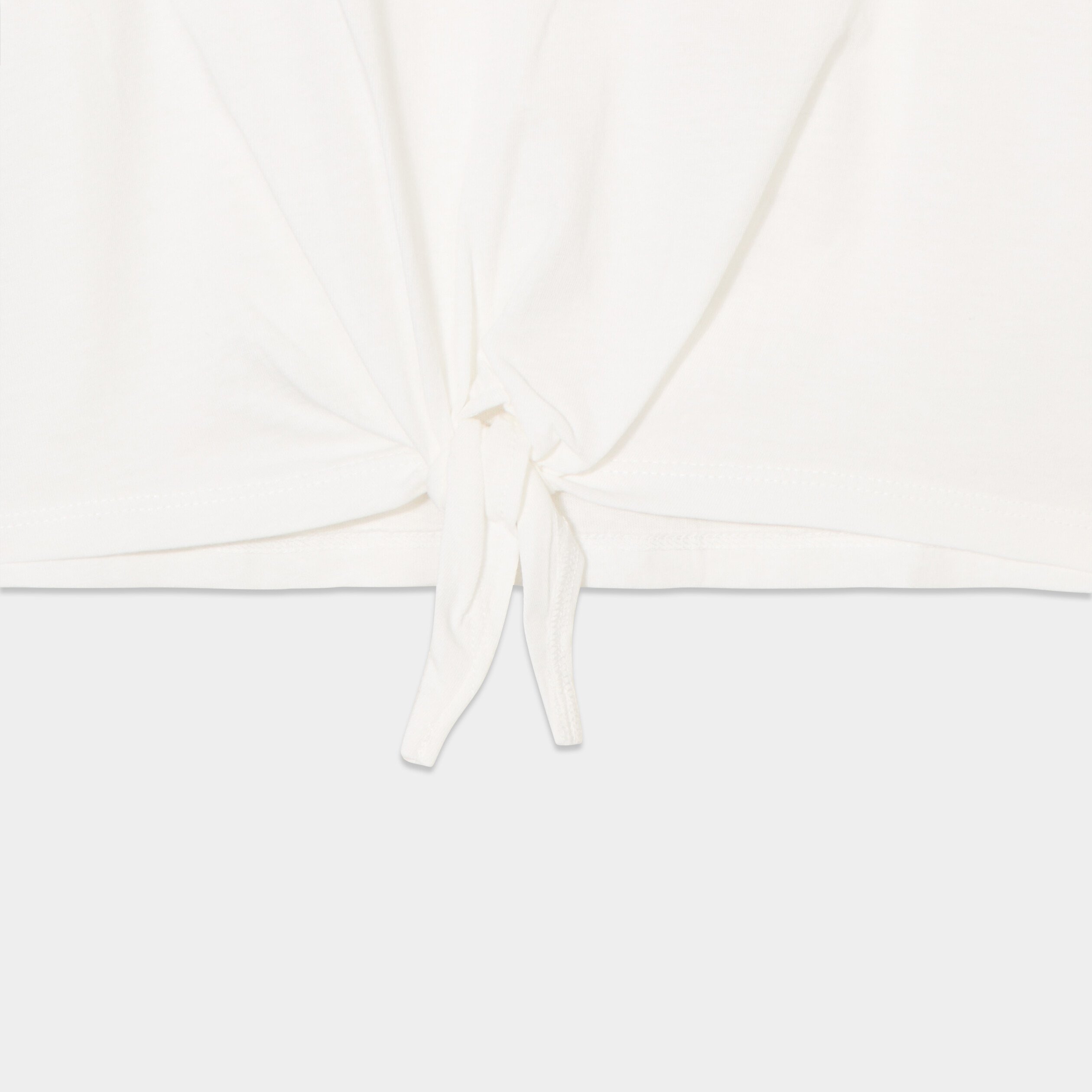 t shirt noue manches courtes coton blanc fille T-shirt noué manches courtes coton blanc fille