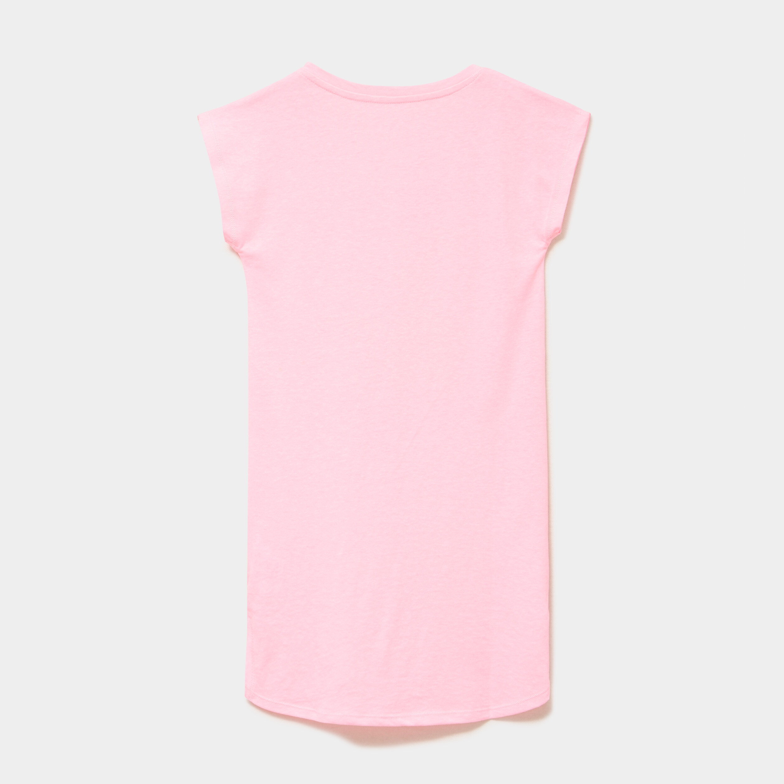 Chemise de nuit manches courtes coton rose fluo fille