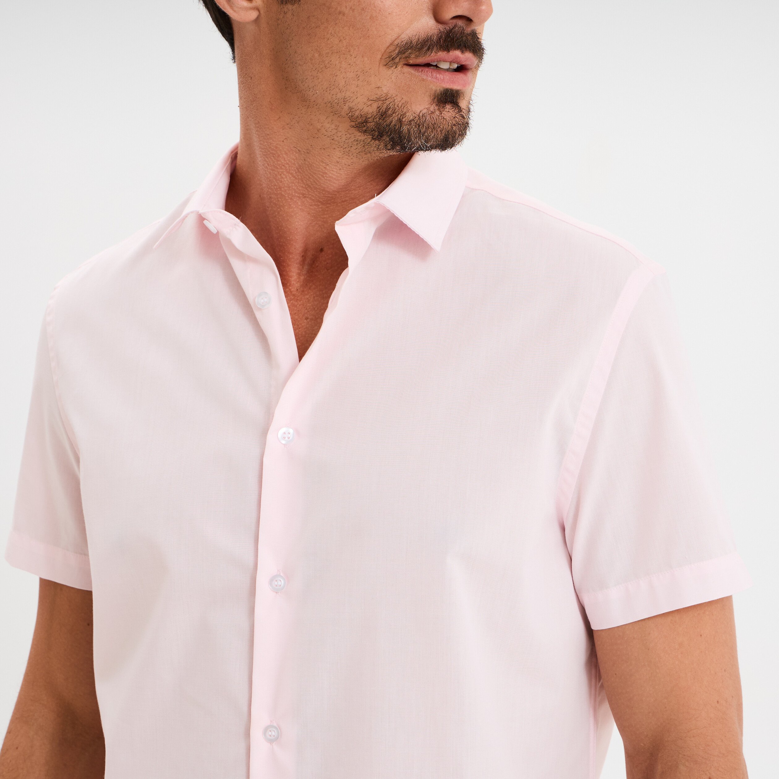 chemise droite manches courtes rose clair homme Chemise droite manches courtes rose clair homme