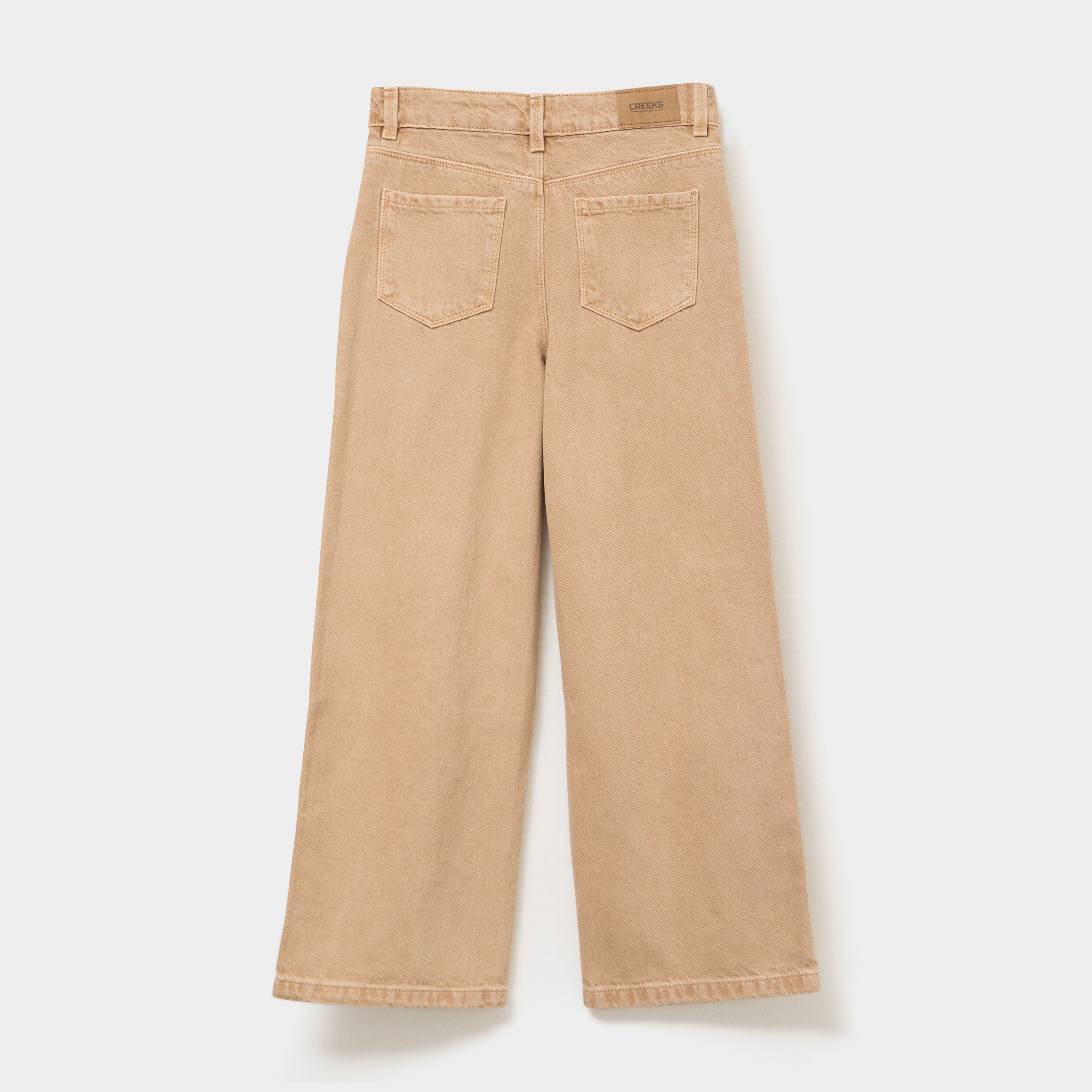 pantalon large 5 poches coton creeks taupe fille Pantalon large 5 poches coton Creeks taupe fille