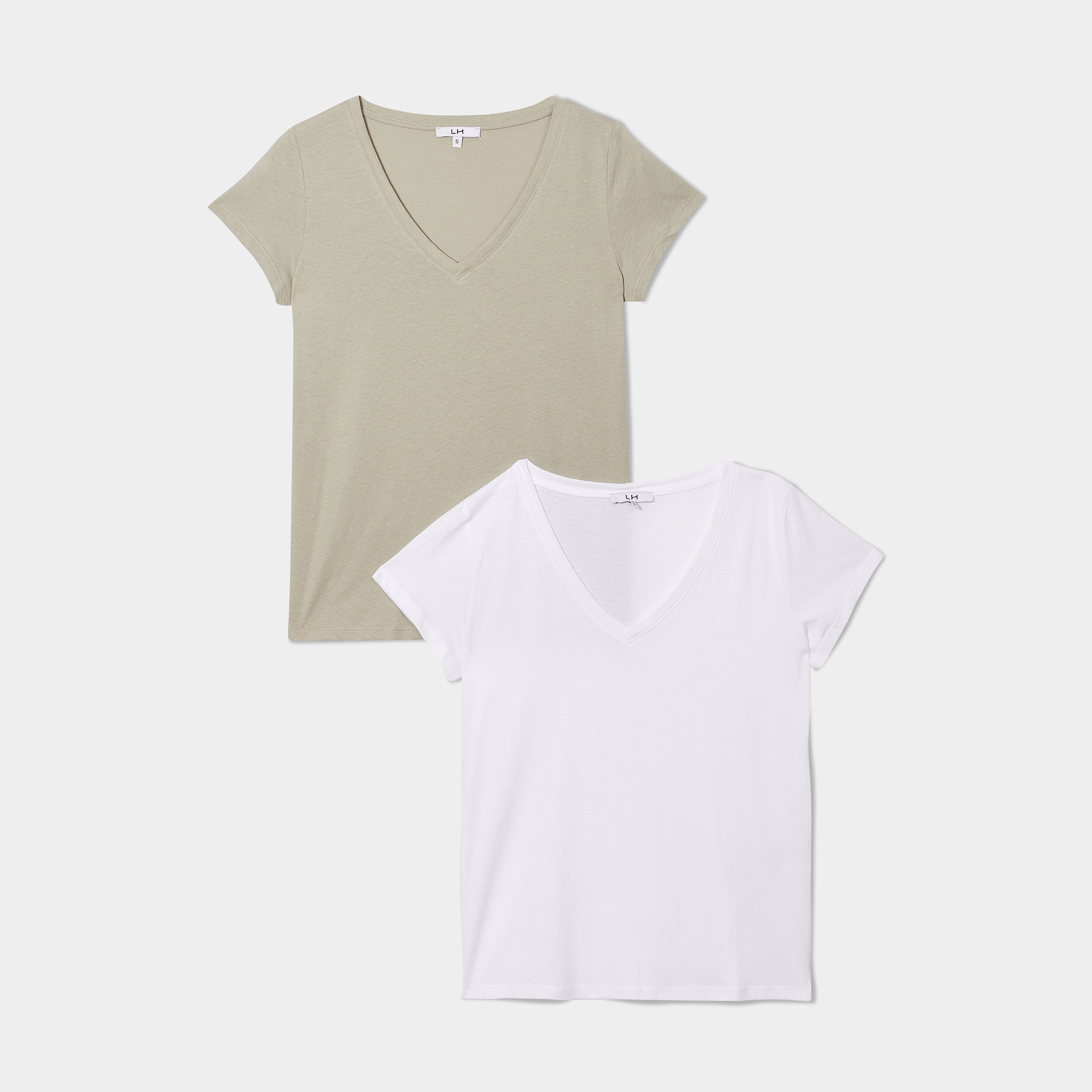 lot de 2 t shirts manches courtes coton vert kaki femme Lot de 2 t-shirts manches courtes coton vert kaki femme